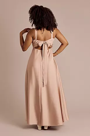 Matte Satin Cowl Neck Tie Back Dresses - XNAUWBI