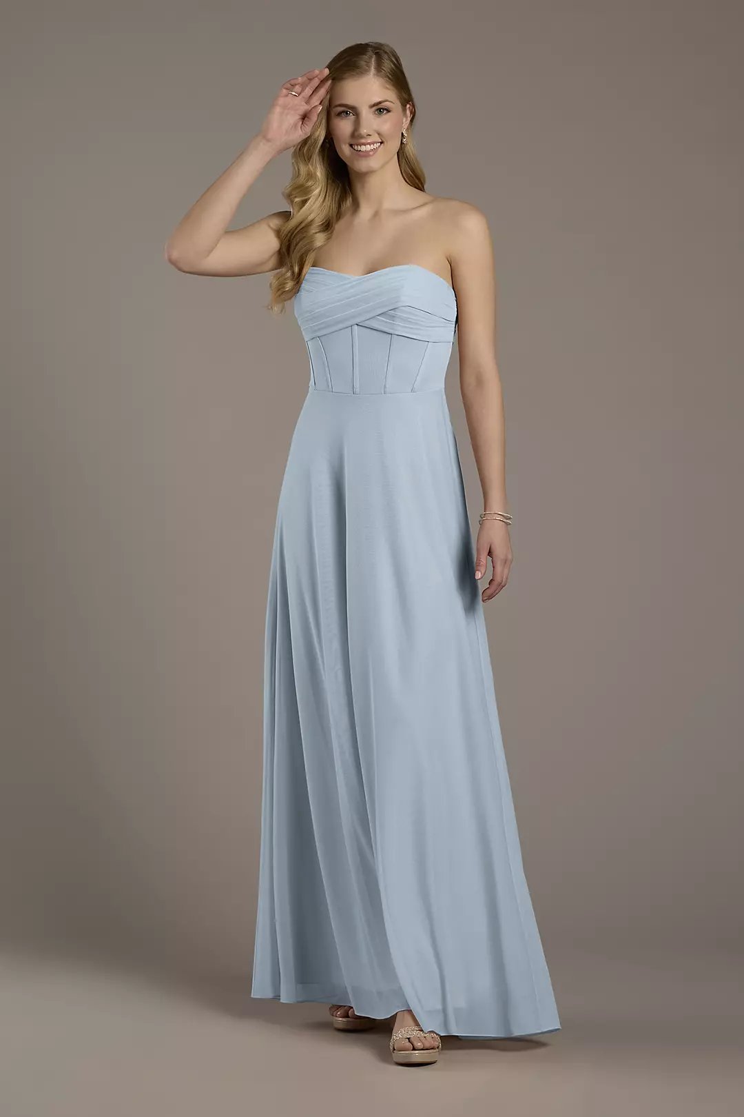 Mesh Twist Bodice Corset A-Line Dresses - XNAUWBI