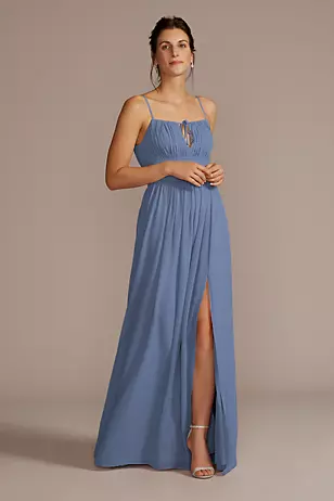 Chiffon Gathered Bodice Dresses - XNAUWBI