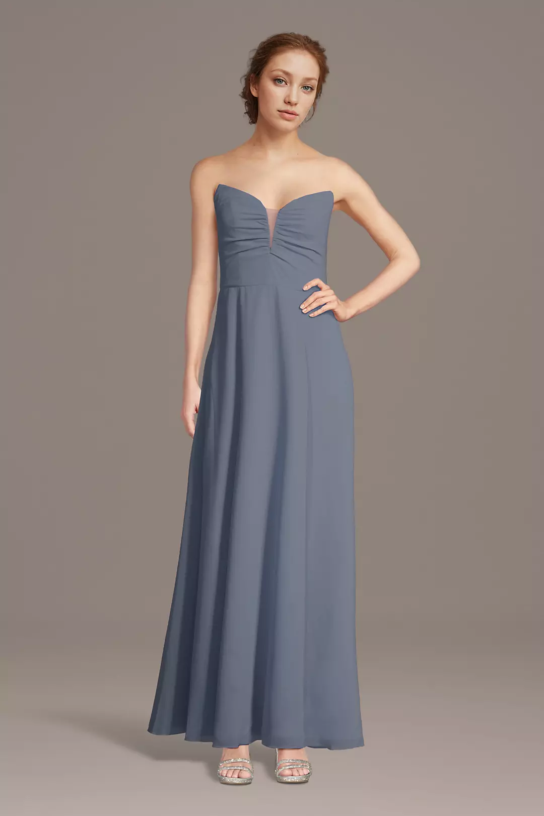 Strapless Chiffon Notch Neck A-Line Dresses - XNAUWBI