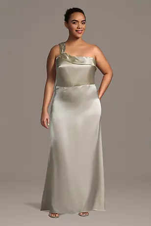 Charmeuse One-Shoulder Sheath Dress with Streamer Dress - XNAUWBI