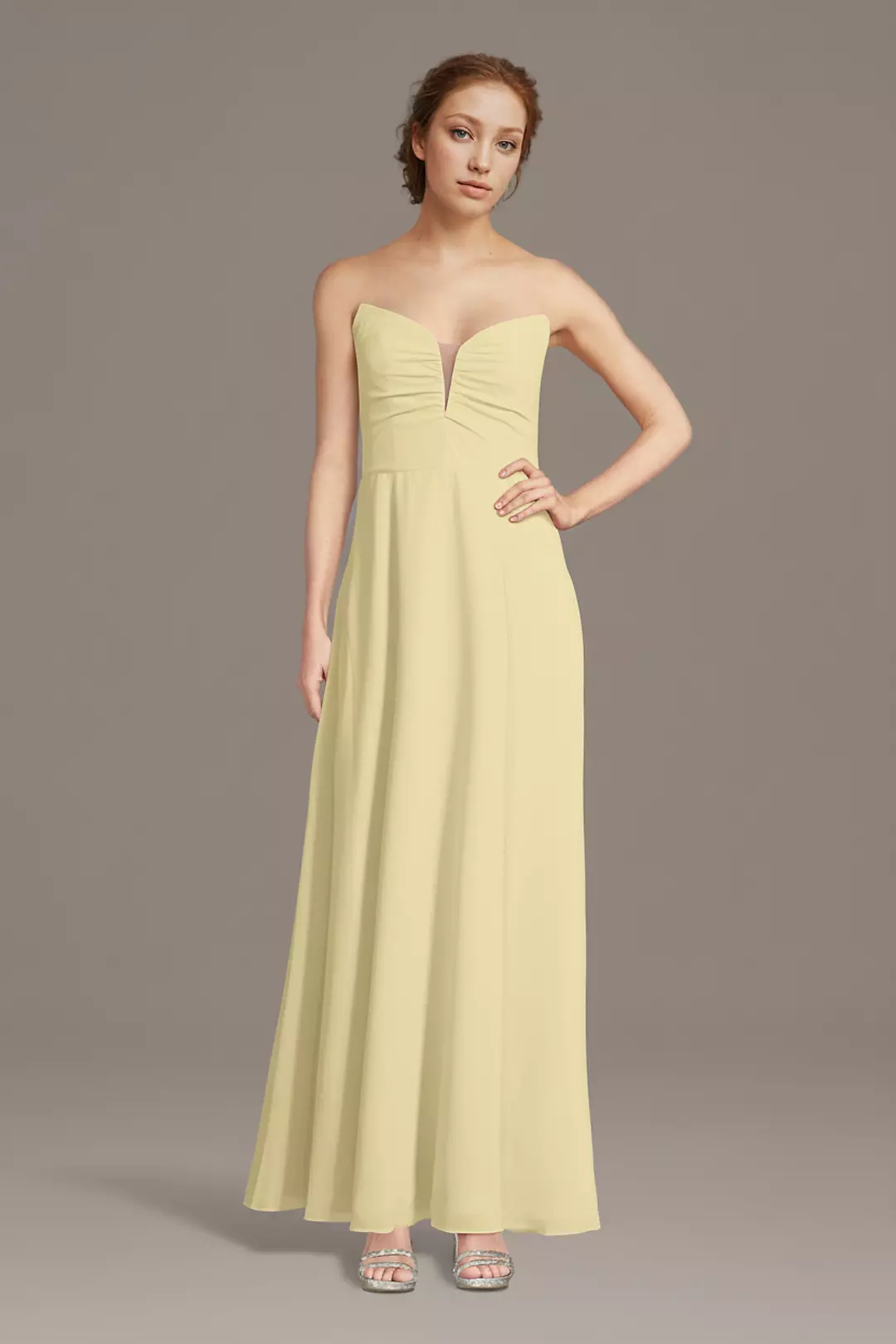 Strapless Chiffon Notch Neck A-Line Dresses - XNAUWBI