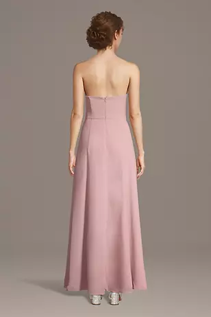Strapless Chiffon Notch Neck A-Line Dresses - XNAUWBI