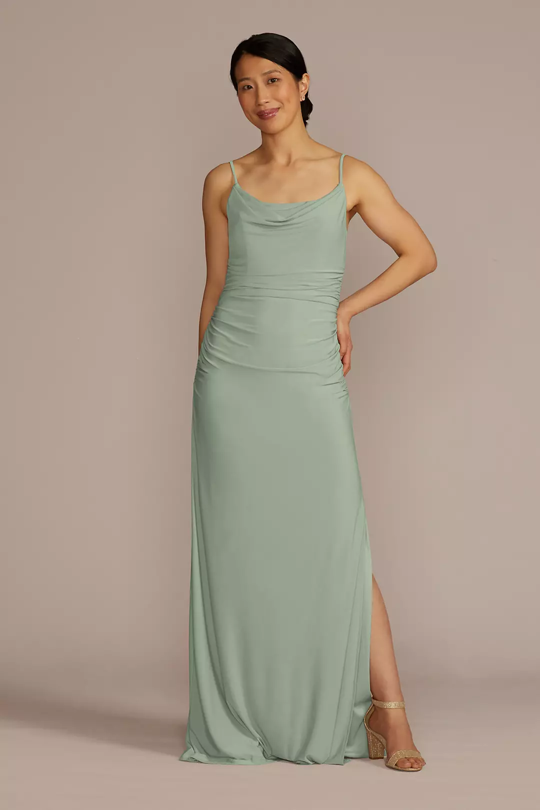 Ruched Jersey Spaghetti Strap Dresses - XNAUWBI