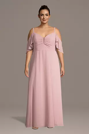 Chiffon Off-Shoulder Notch Neck A-Line Dresses - XNAUWBI
