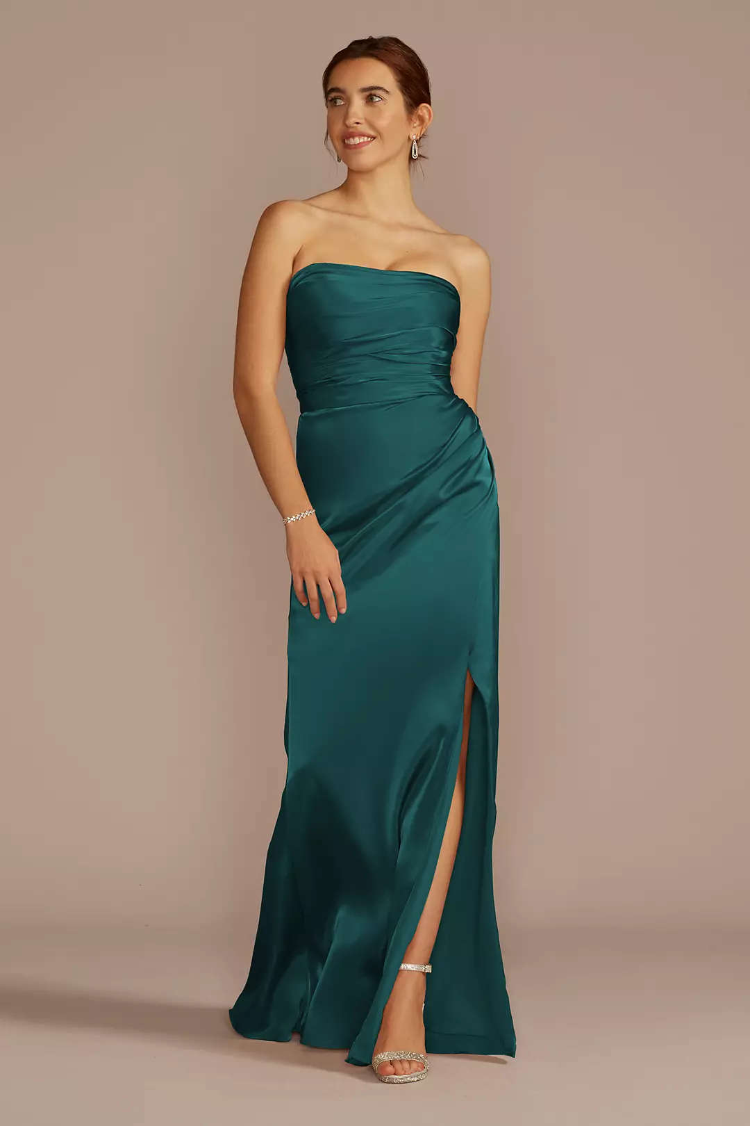 Strapless Charmeuse Dress with Ruching Dress - XNAUWBI