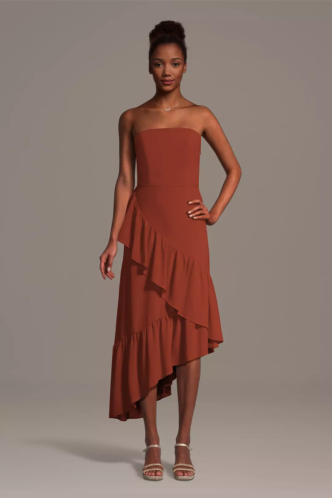 Chiffon Tiered Asymmetrical Sheath Dresses - XNAUWBI