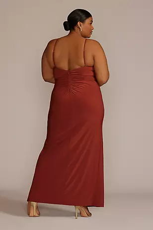 Spaghetti Strap Ruched Stretch Jersey Dresses - XNAUWBI