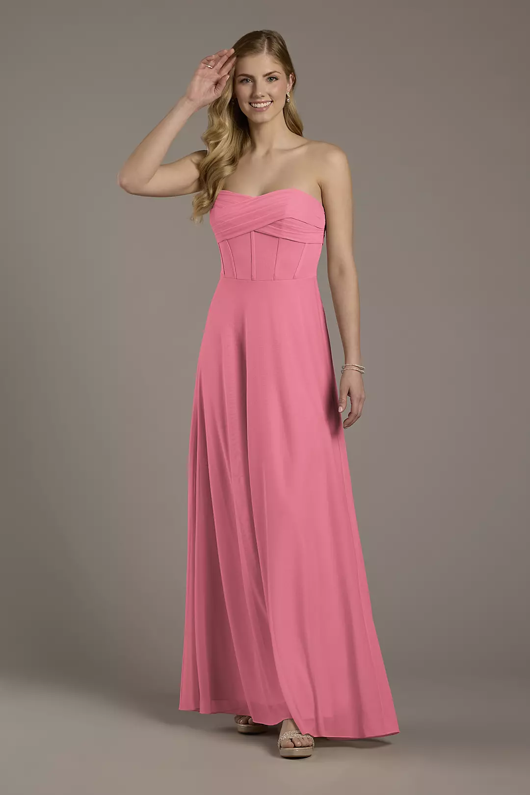 Mesh Twist Bodice Corset A-Line Dresses - XNAUWBI