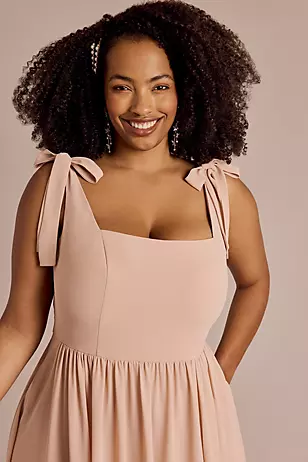 Chiffon Tie Strap Tank A-Line Dresses - XNAUWBI