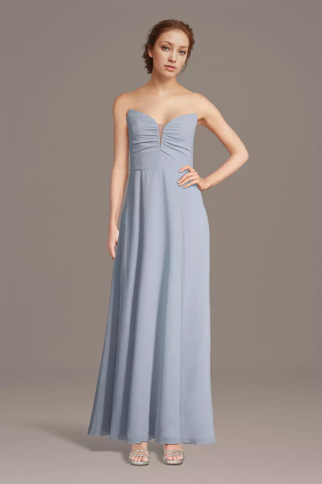 Strapless Chiffon Notch Neck A-Line Dresses - XNAUWBI