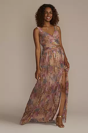 Metallic Floral A-Line Tank Dresses - XNAUWBI
