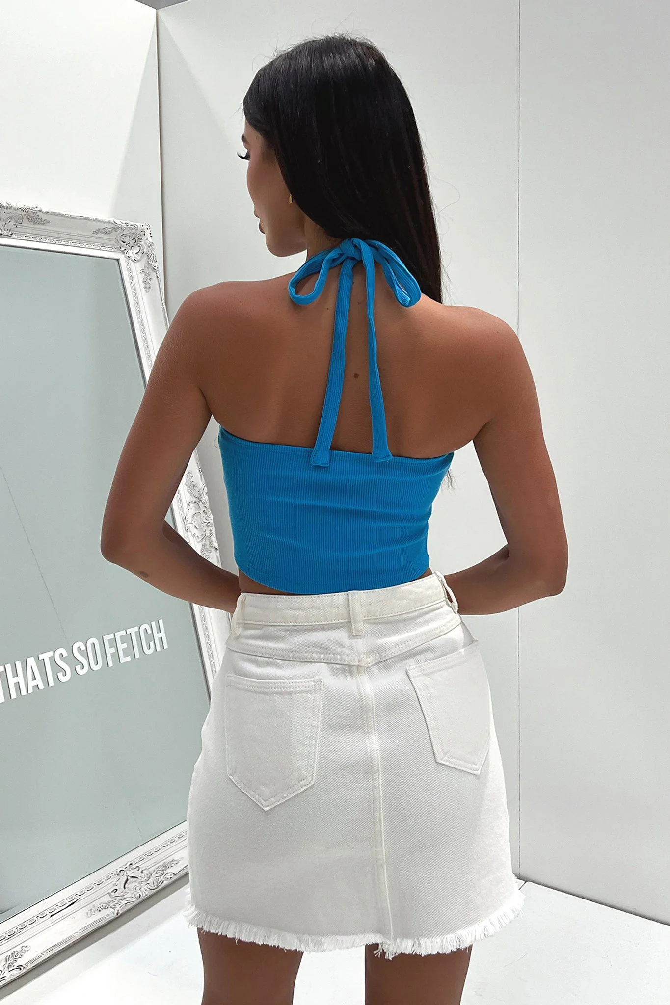 Henley Denim Skirt - White - XNAUWBI