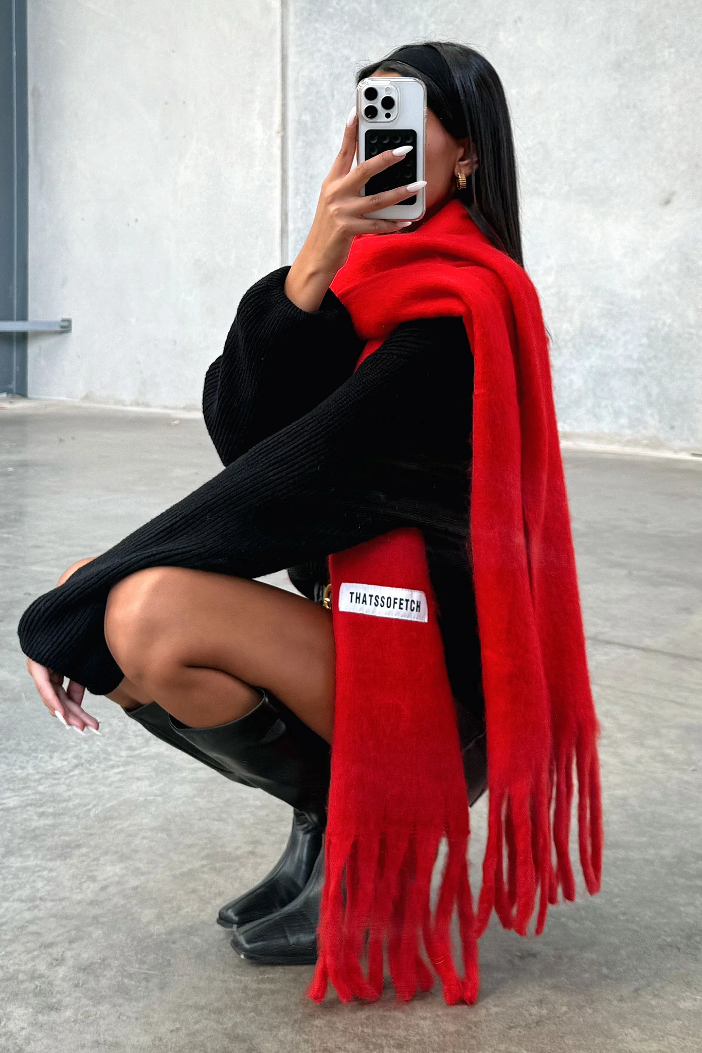 Cinzia Scarf - Red - XNAUWBI