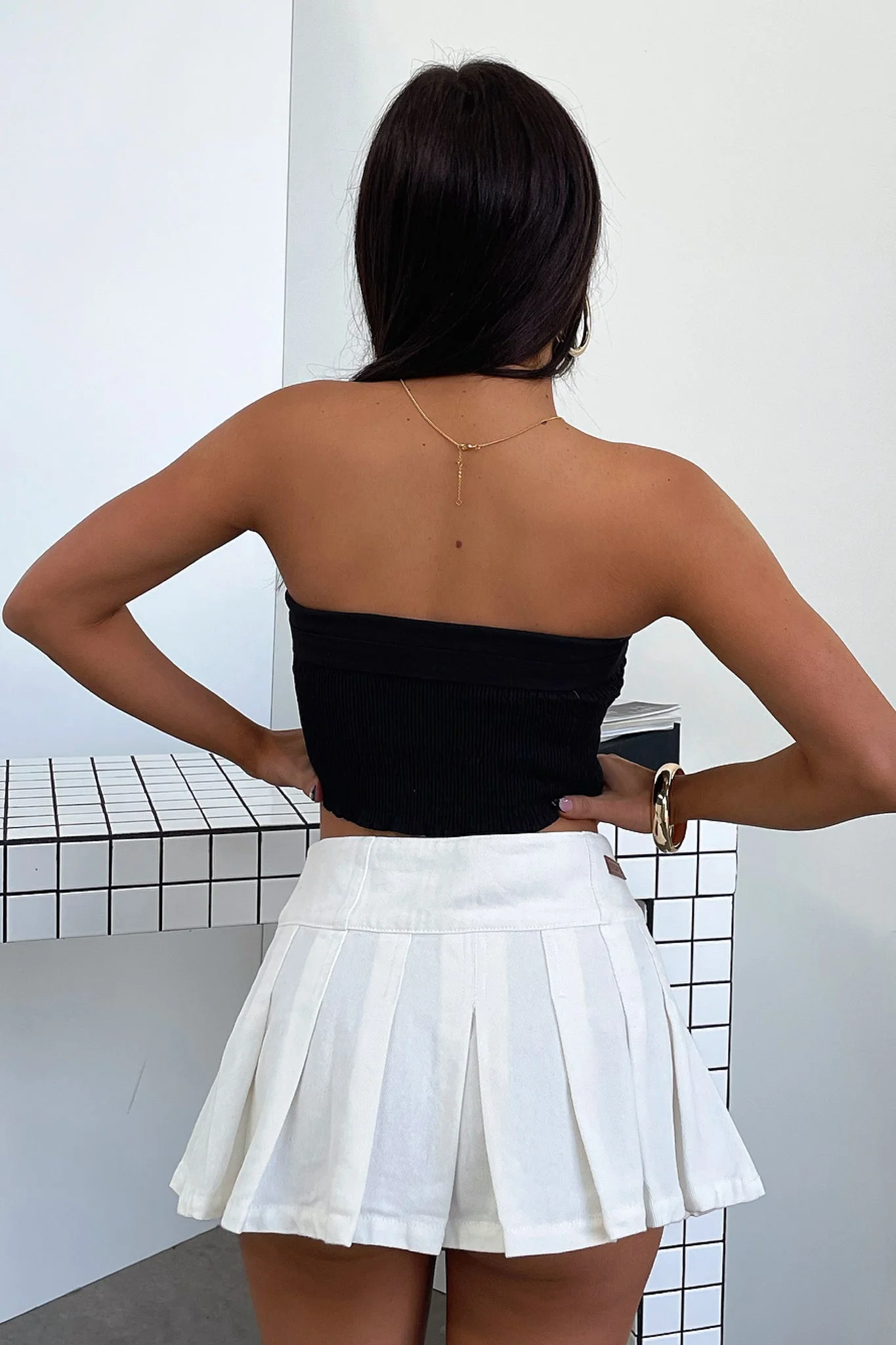 Veronica Mini Denim Skirt - White - XNAUWBI