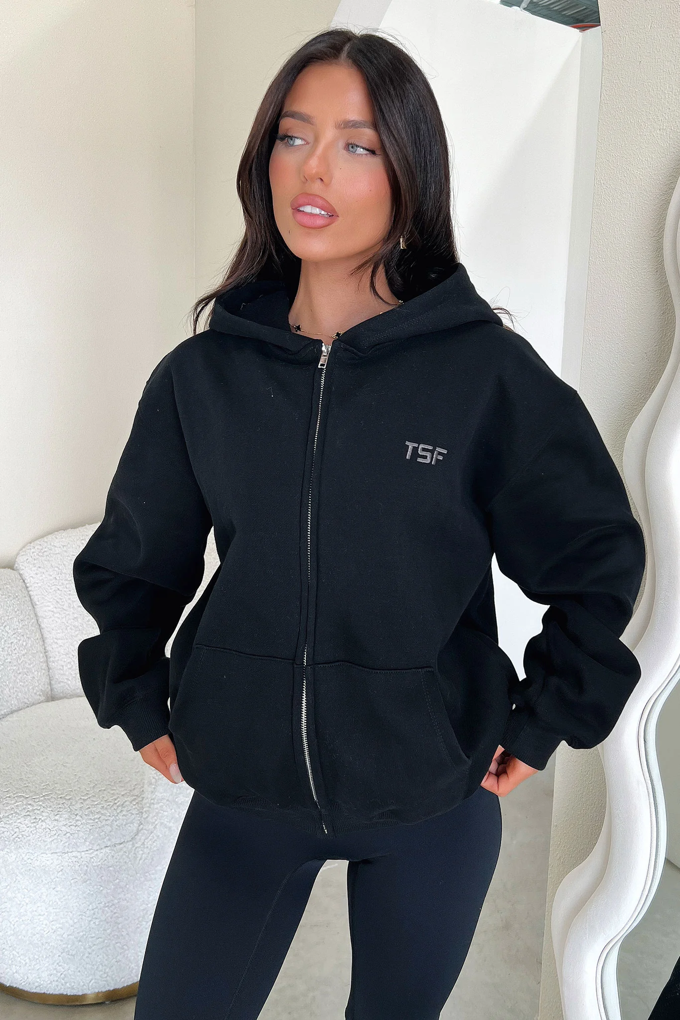 Dale Zip Up Hoodie - Black - XNAUWBI