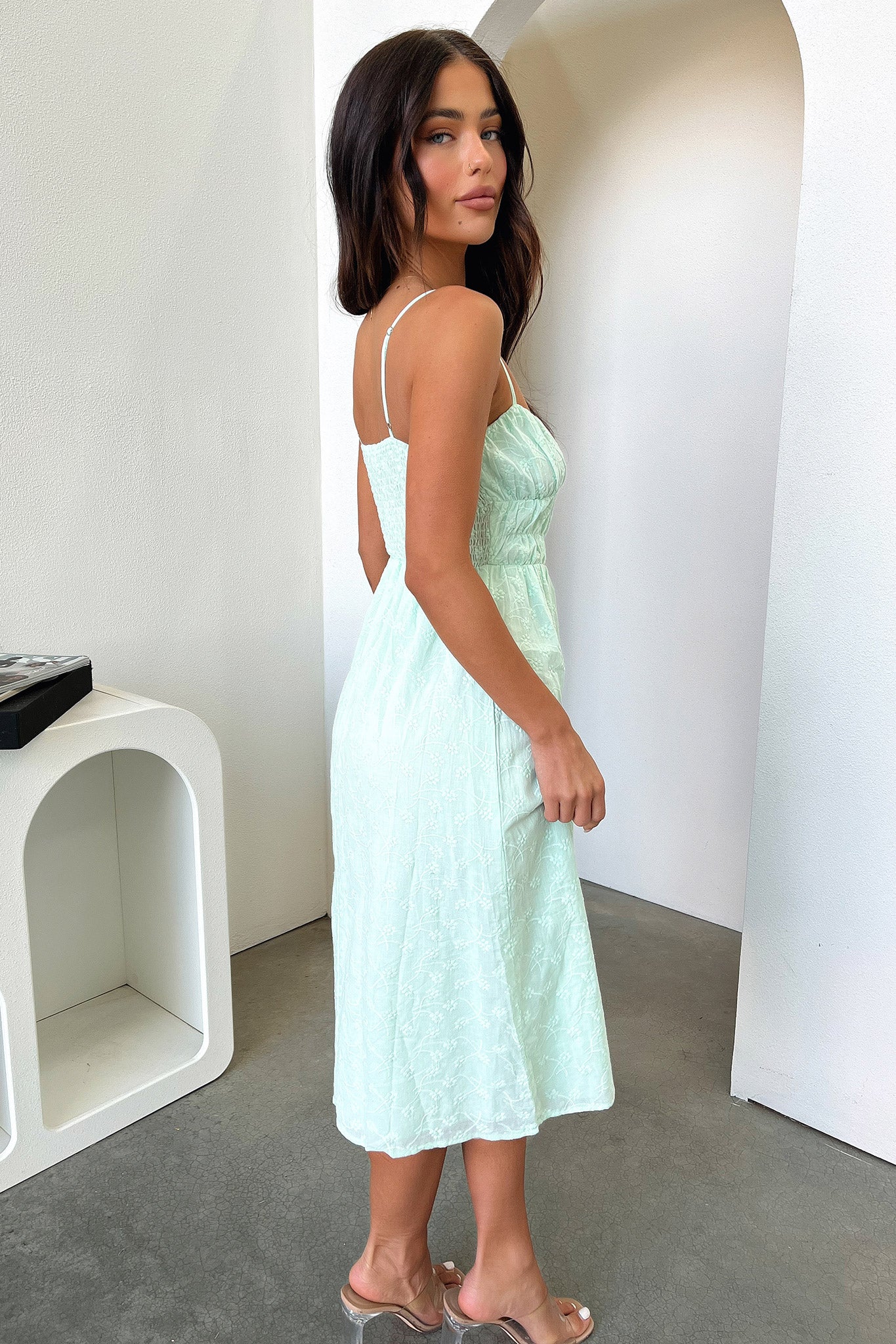 Mik Midi Dress - Sage - XNAUWBI