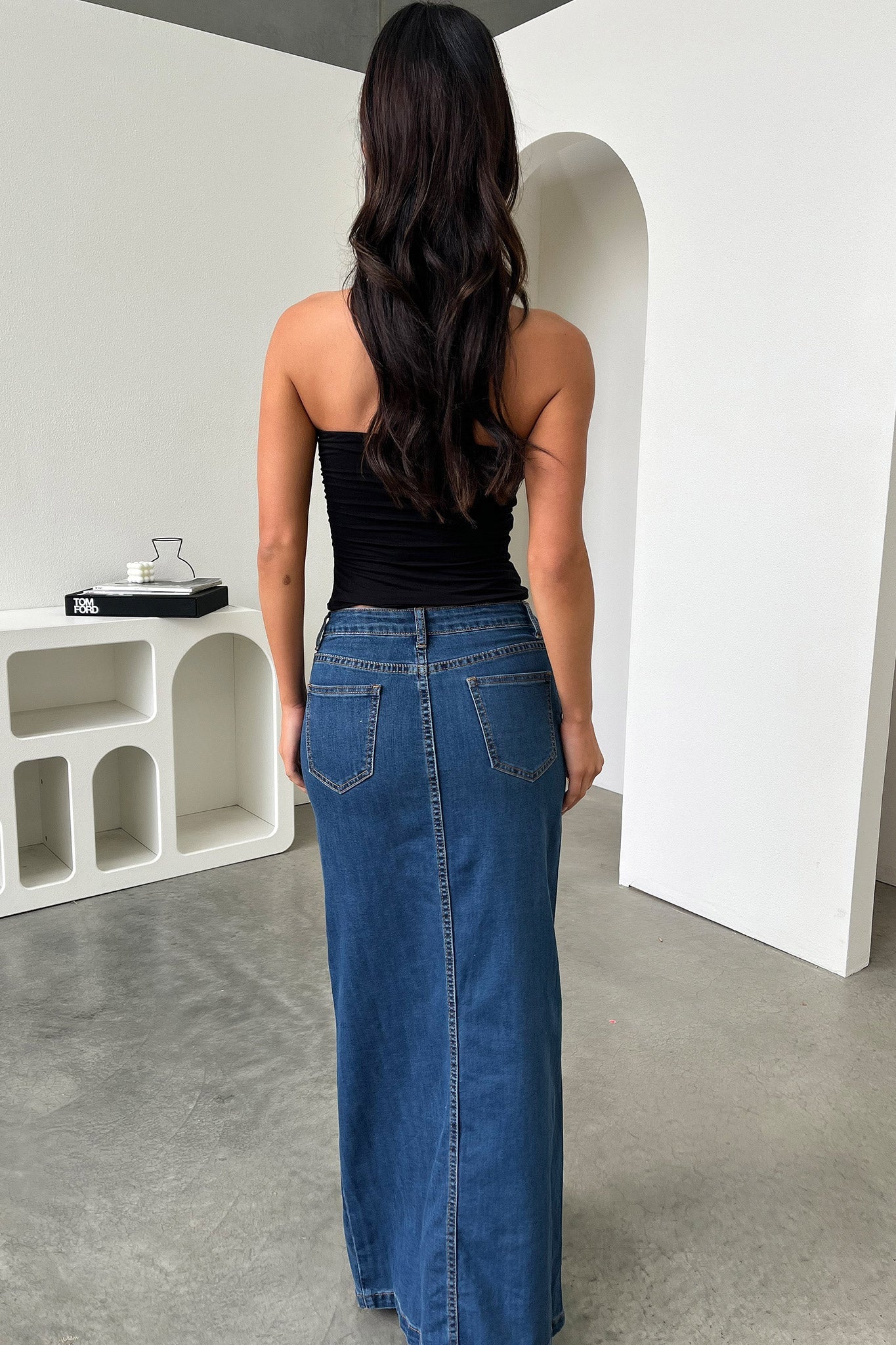 Tahnee Denim Maxi Skirt - Dark Blue - XNAUWBI