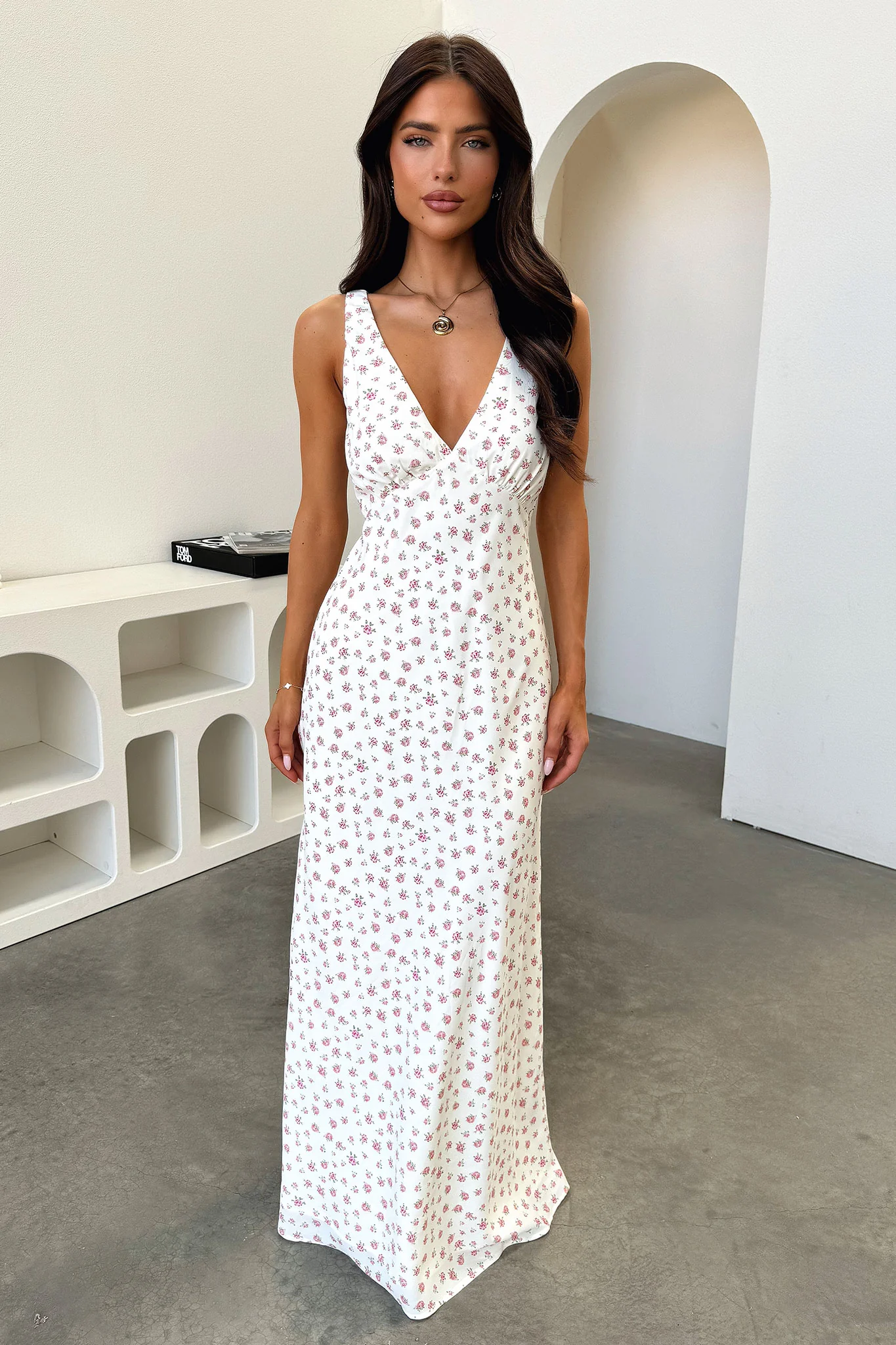Naf V-Neck Maxi Dress - Rose Floral - XNAUWBI