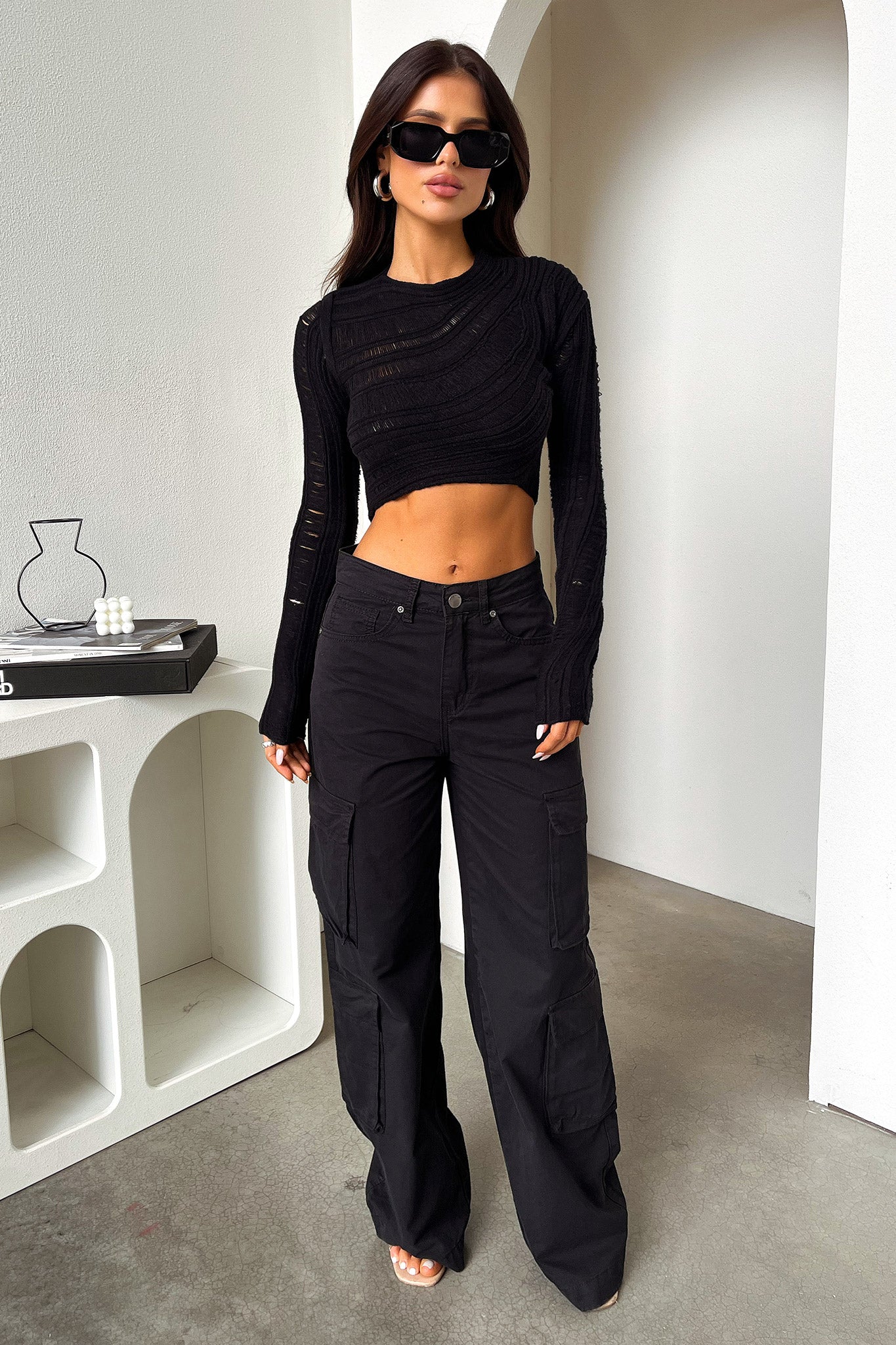 Alyssa Cargo Pants - Black - XNAUWBI