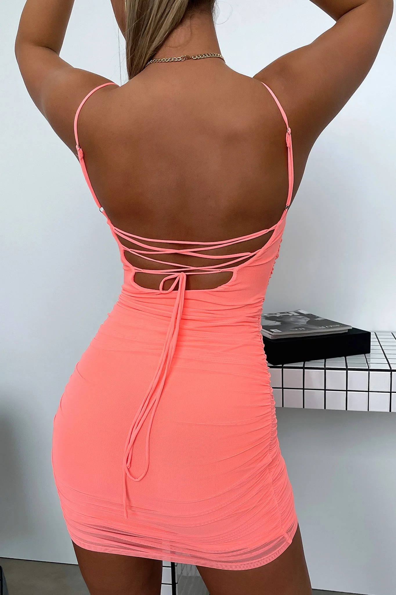 Linda Mini Dress - Coral - XNAUWBI