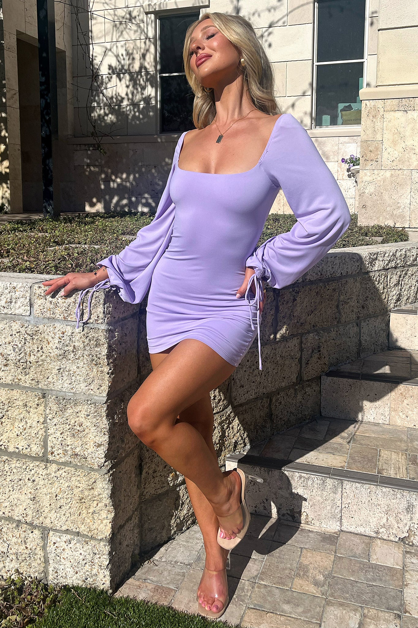 Atkinson Long Sleeve Mini Dress - Purple - XNAUWBI