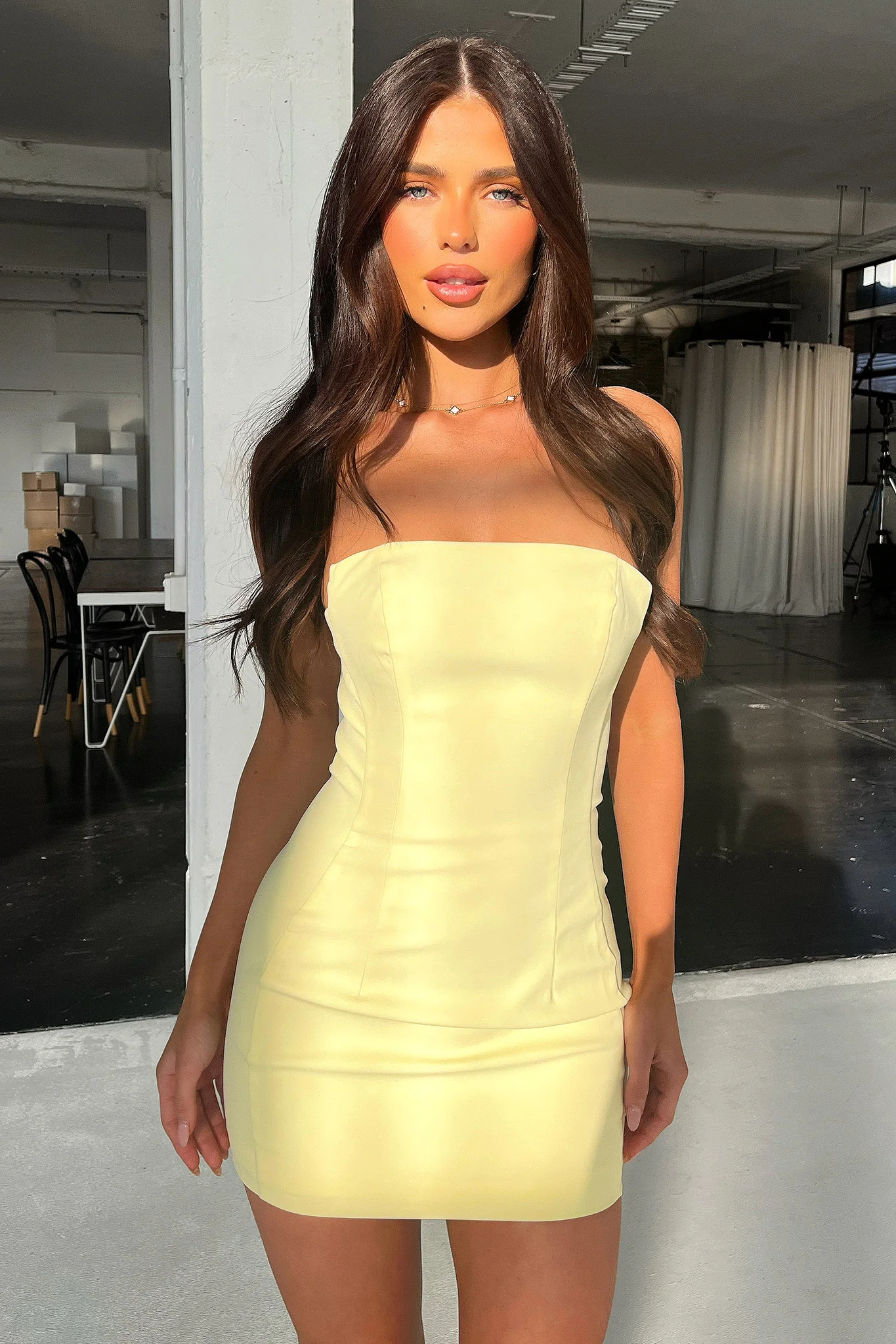 Marlo Strapless Mini Dress - Yellow - XNAUWBI