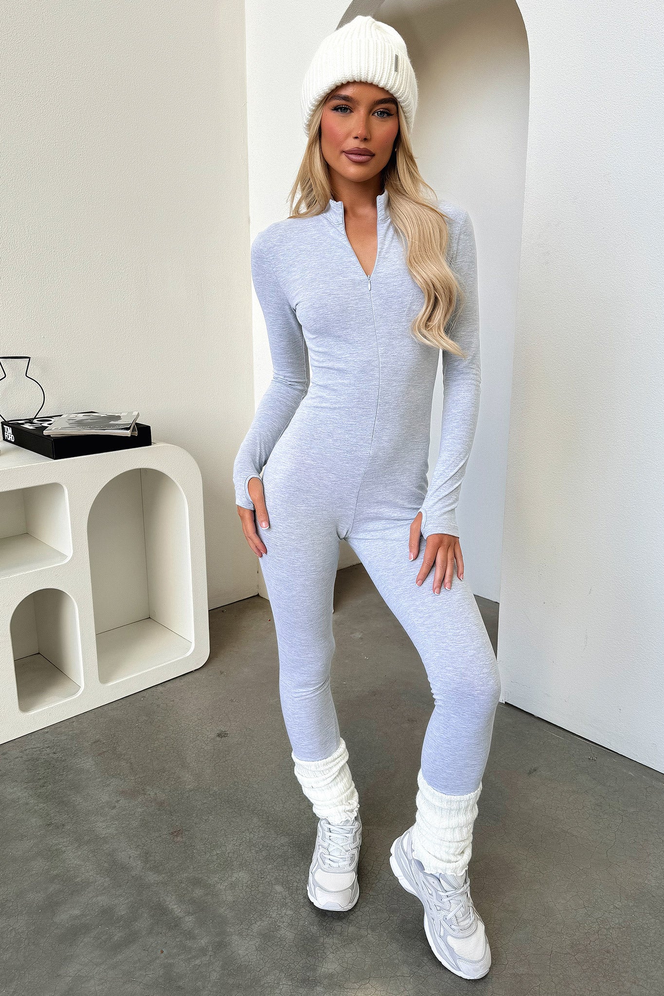 Tammy Long Sleeve Jumpsuit - Grey - XNAUWBI