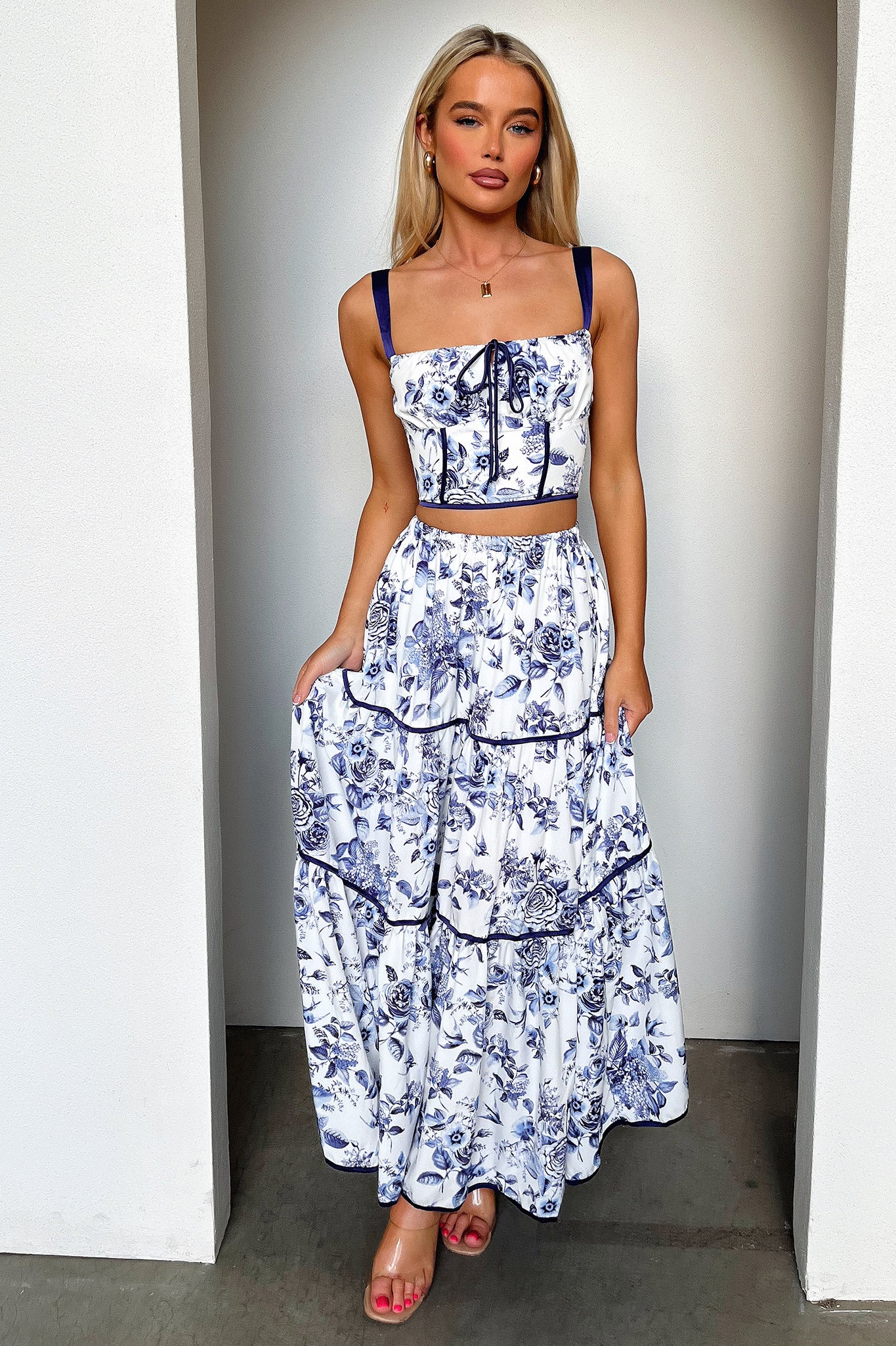 Joy Maxi Skirt - Blue Floral - XNAUWBI