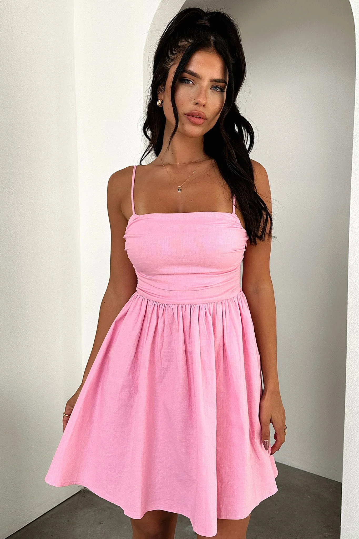 Miley Mini Dress - Pink - XNAUWBI