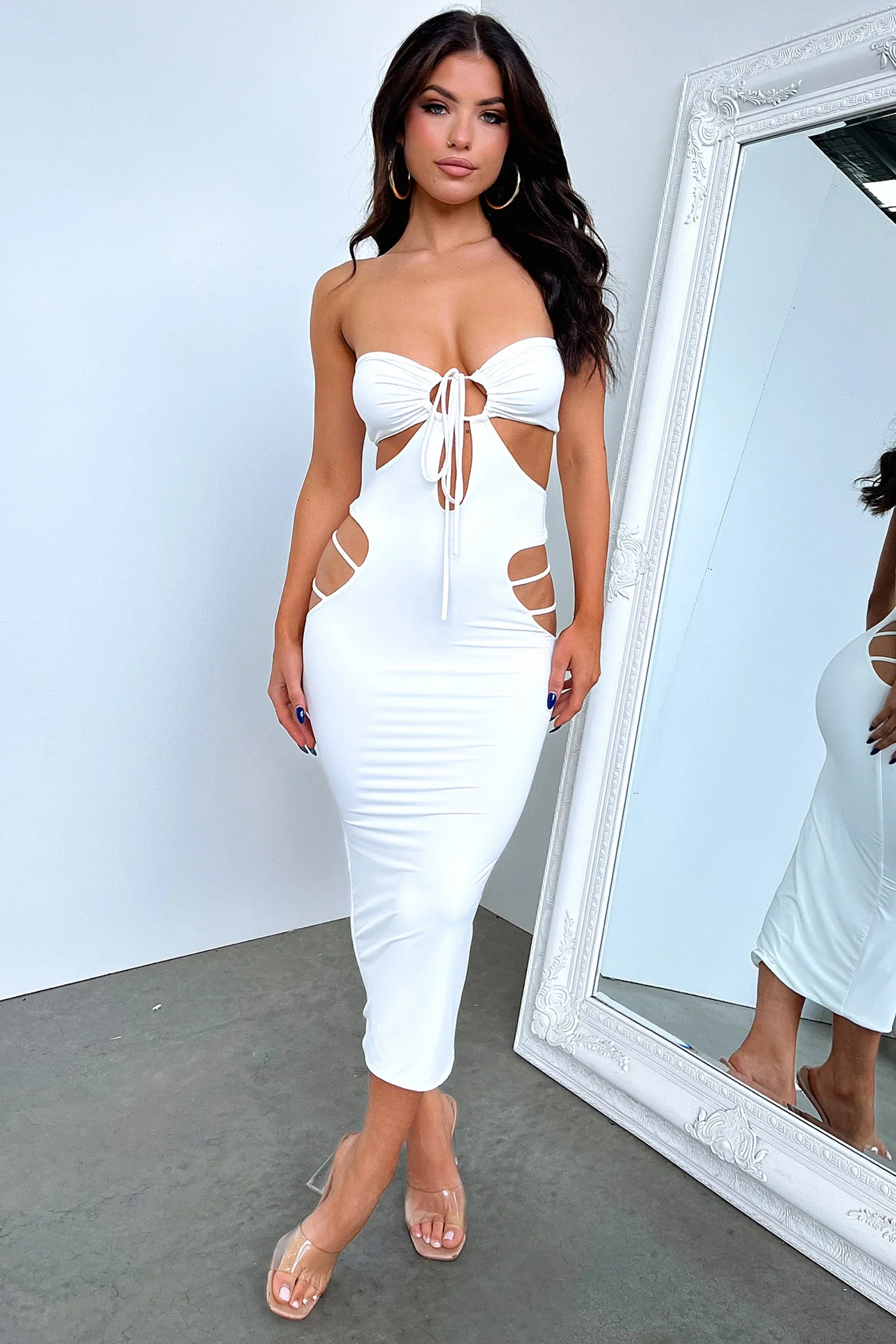 Clara Midi Dress - White - XNAUWBI