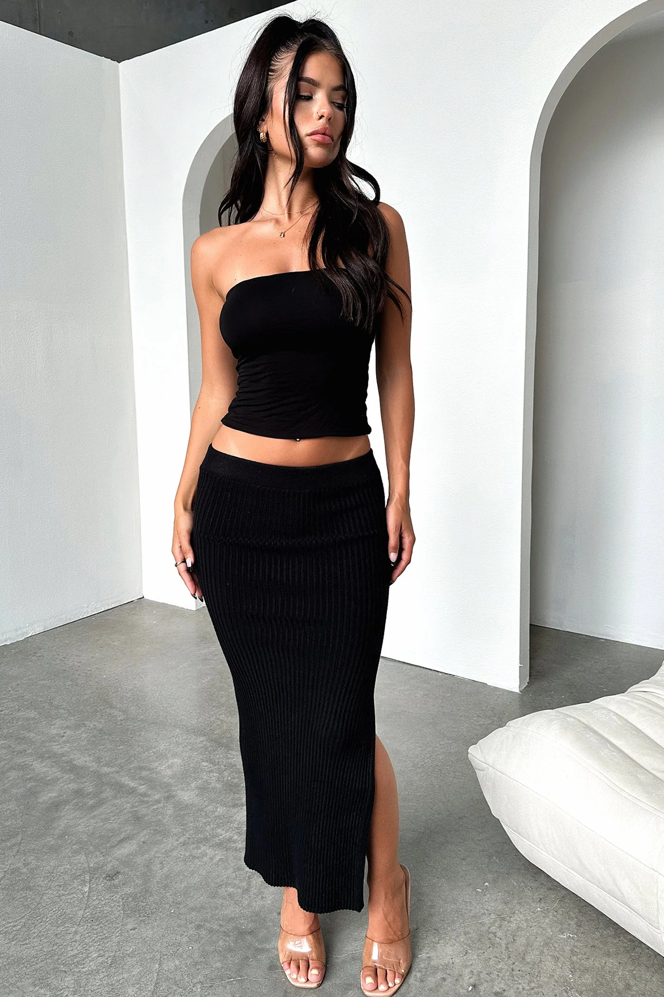 Karlie Knit Skirt - Black - XNAUWBI