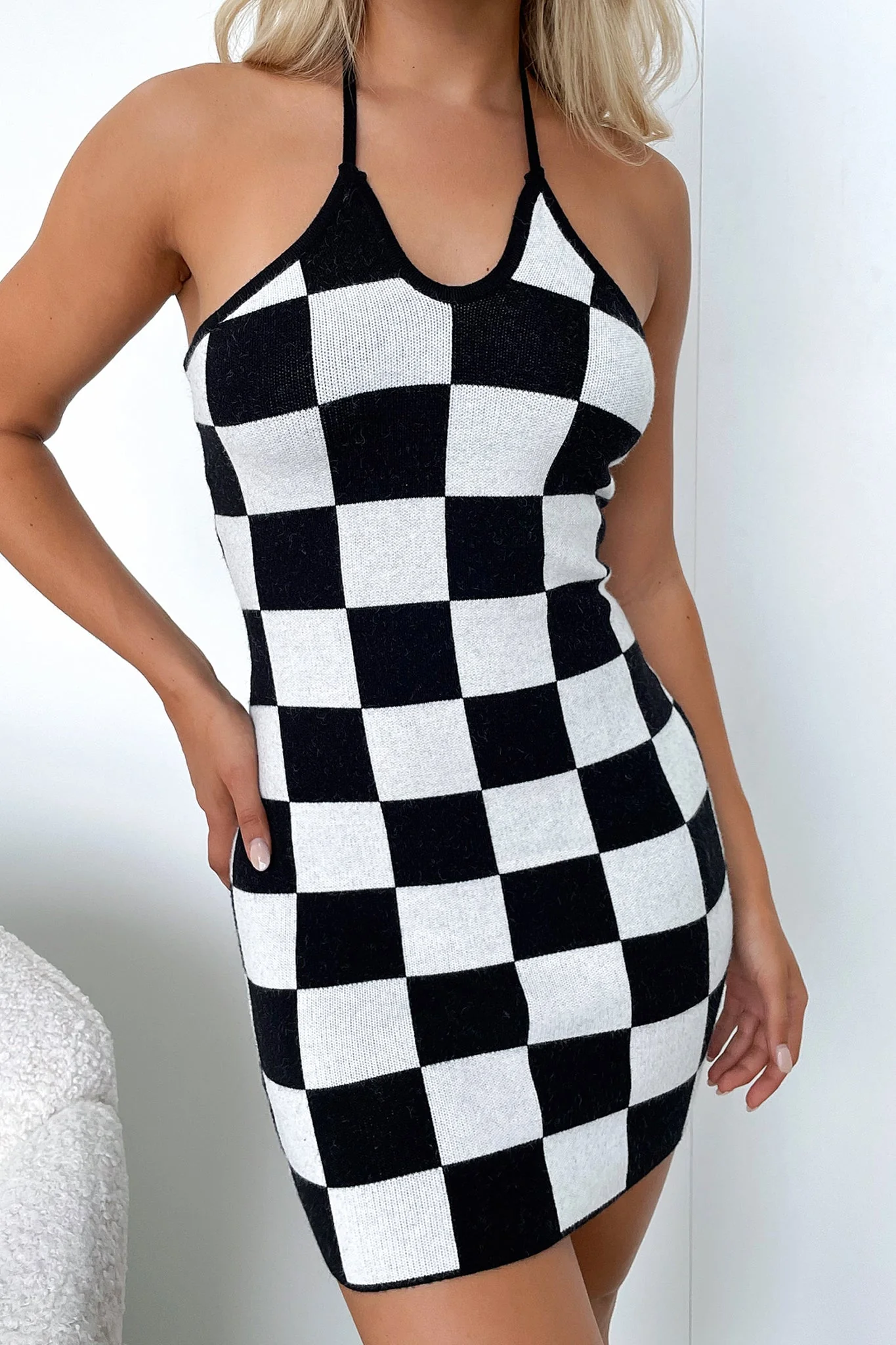 Pollen dress - Black/White Checkered - XNAUWBI