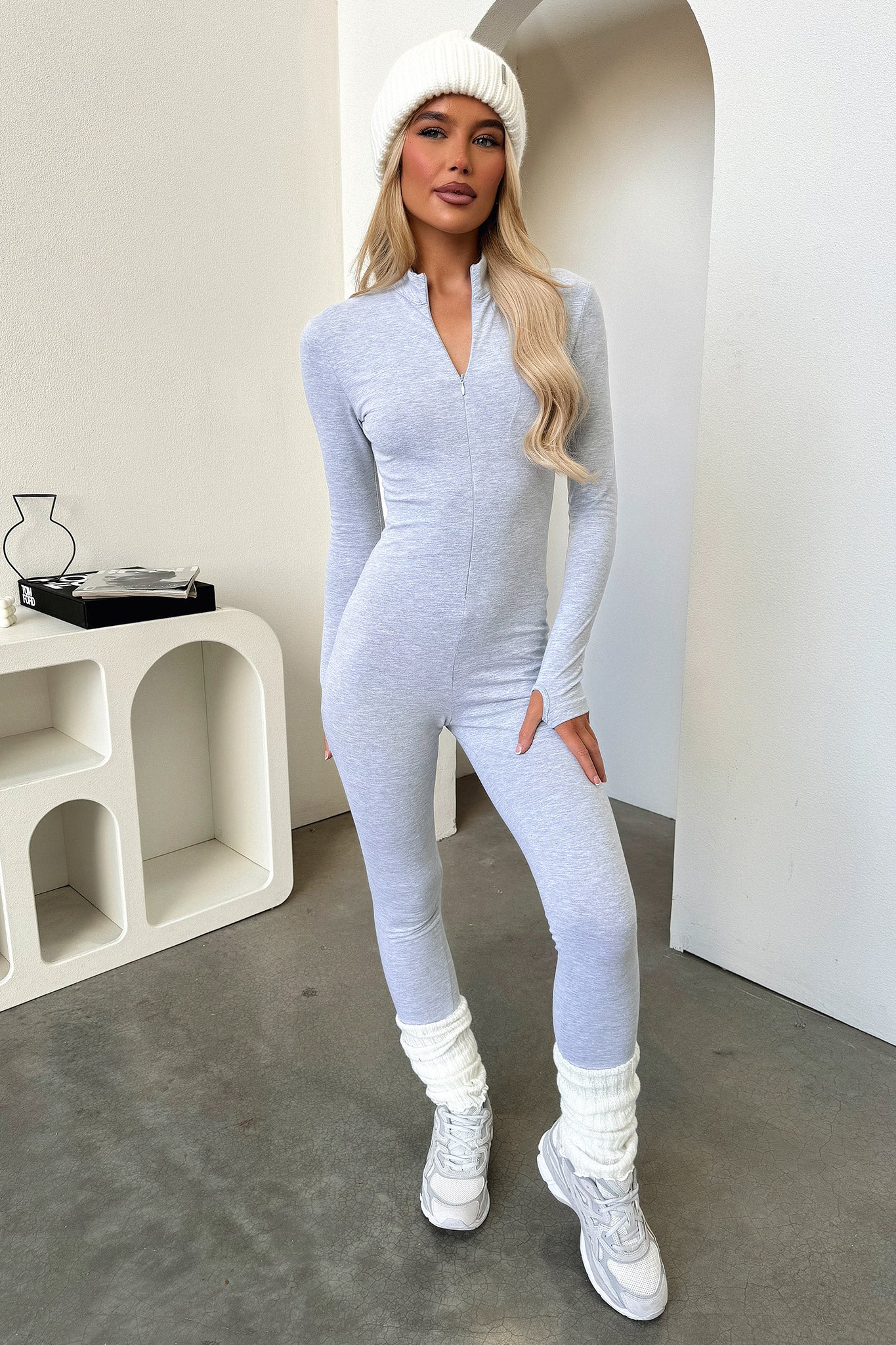 Tammy Long Sleeve Jumpsuit - Grey - XNAUWBI
