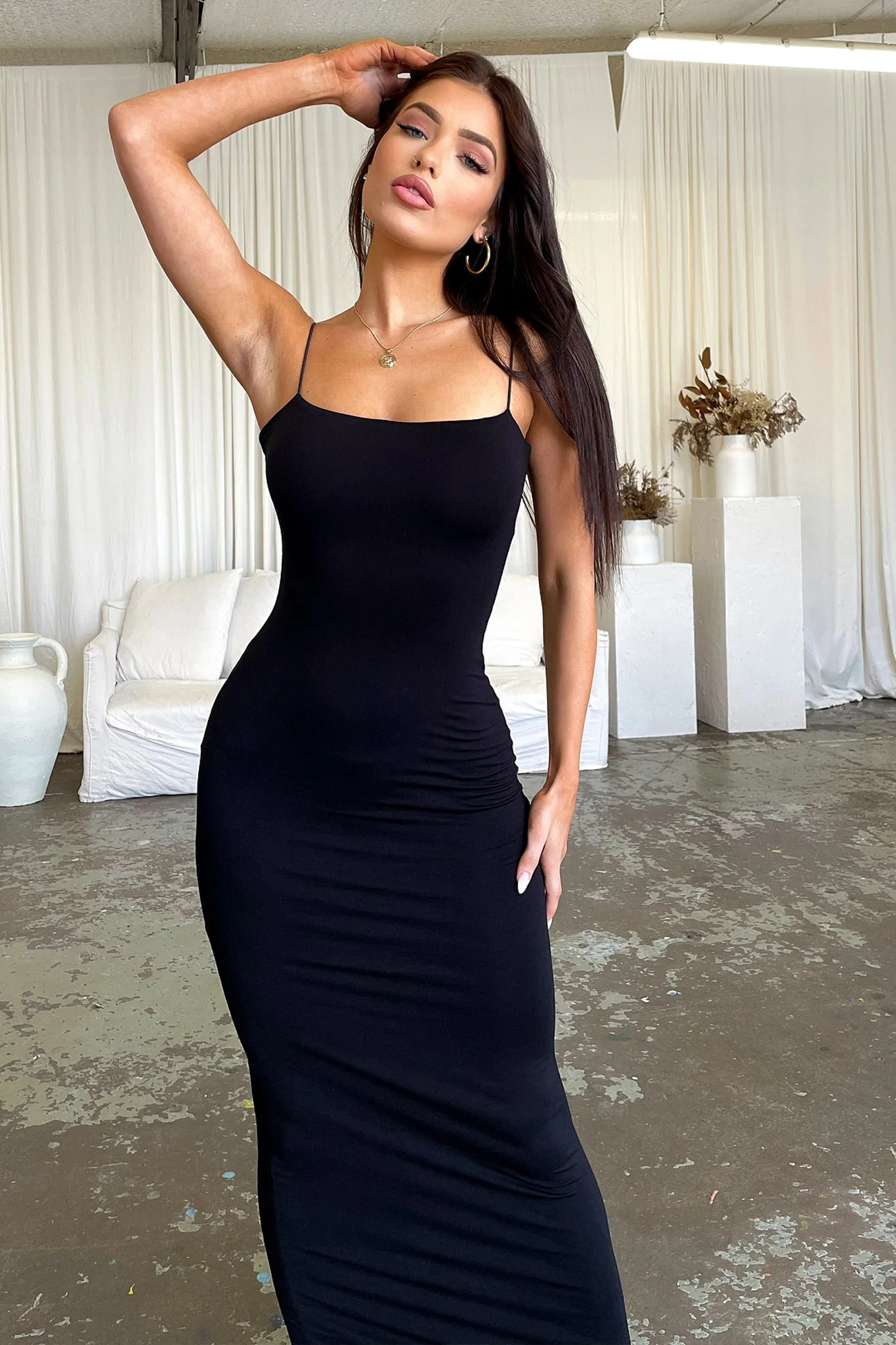 Mace Bodycon Maxi Dress - Black - XNAUWBI