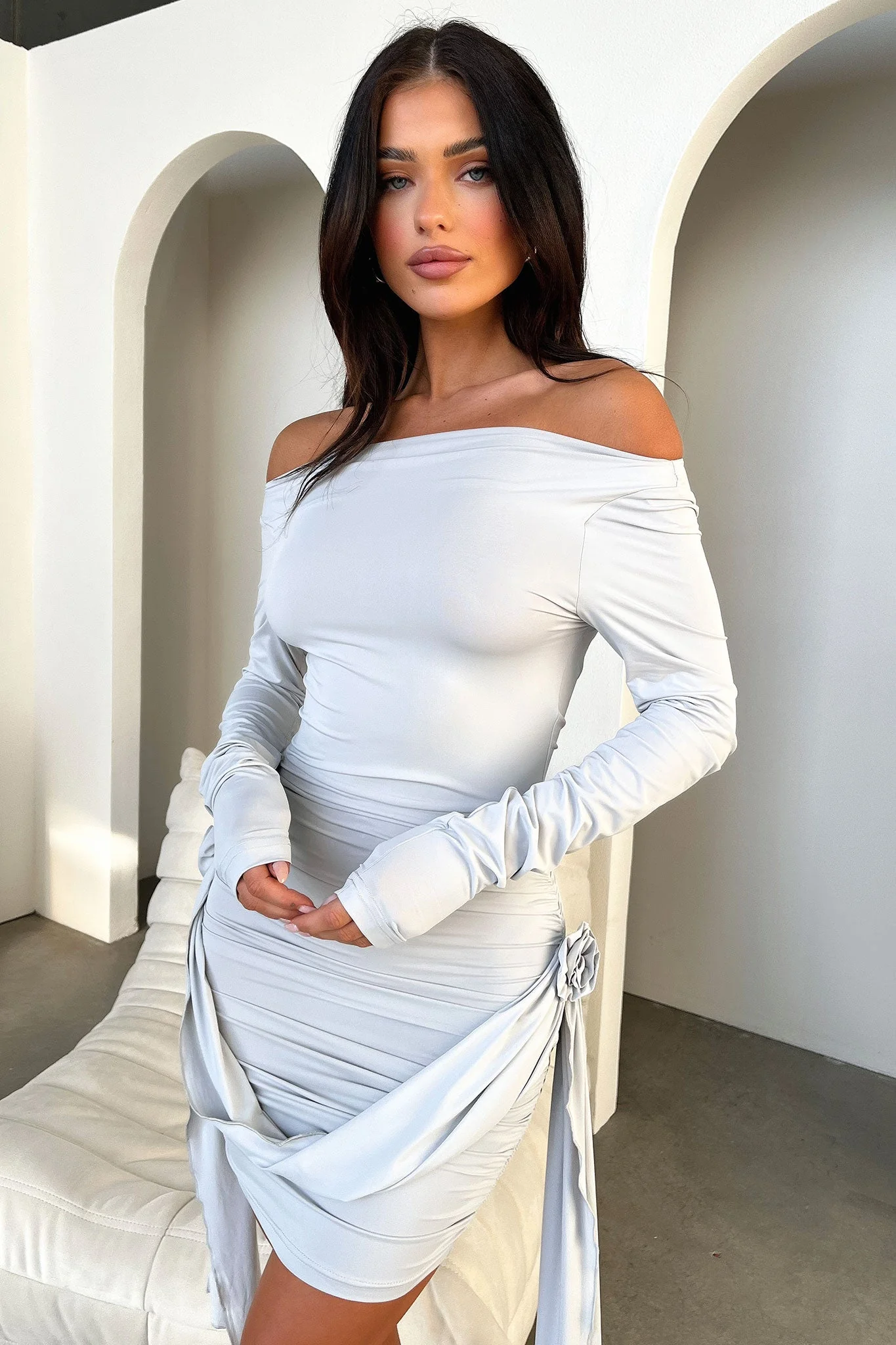 Lioness Glory Mini Dress - Grey - XNAUWBI