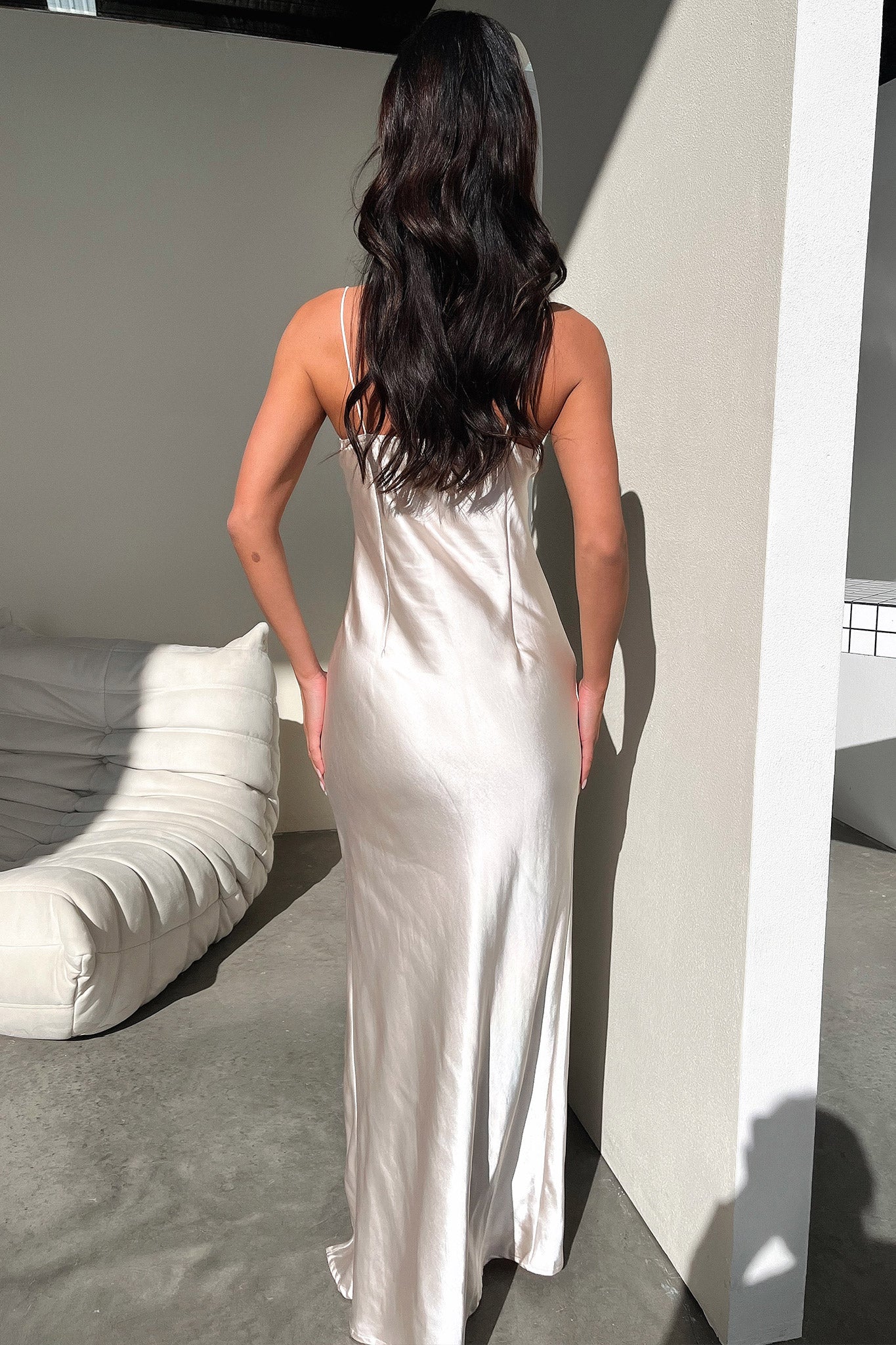 Jennifer Satin Maxi Dress - Champagne - XNAUWBI