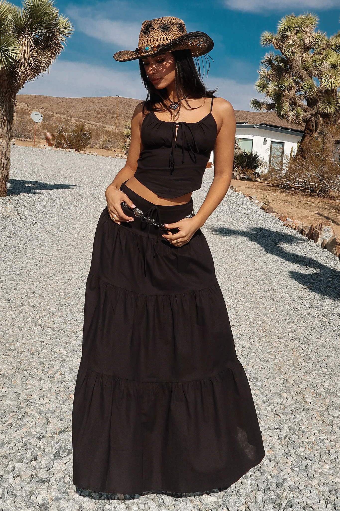 Barbados Linen Maxi Skirt - Black - XNAUWBI