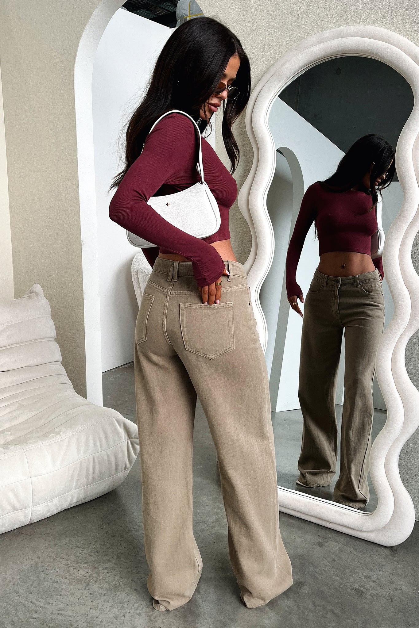 Jaylee Long Sleeve Baby Tee - Wine - XNAUWBI