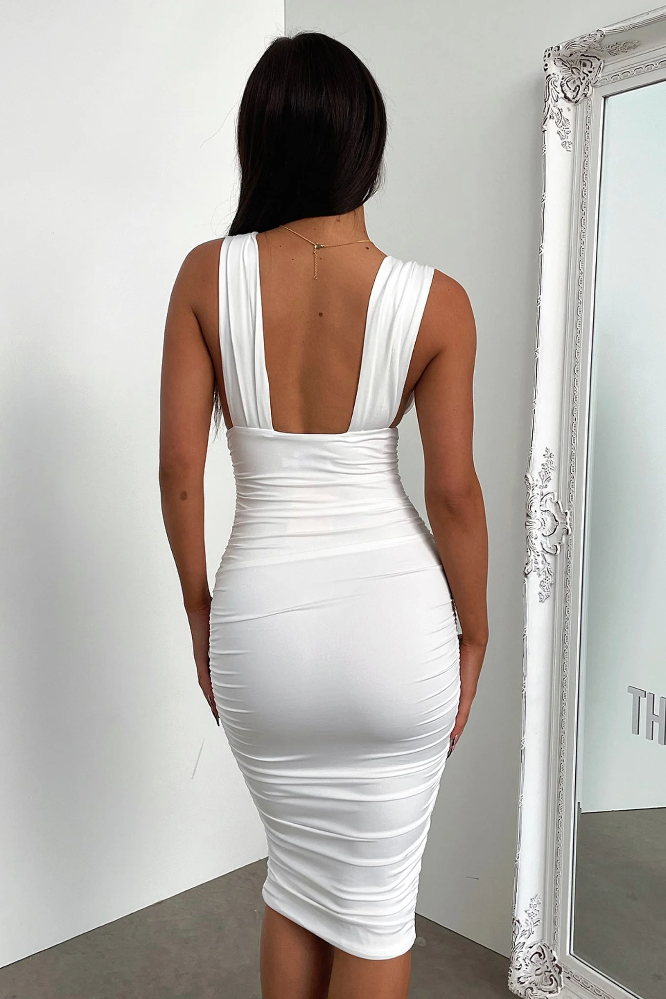 Trixie Midi Dress - White - XNAUWBI