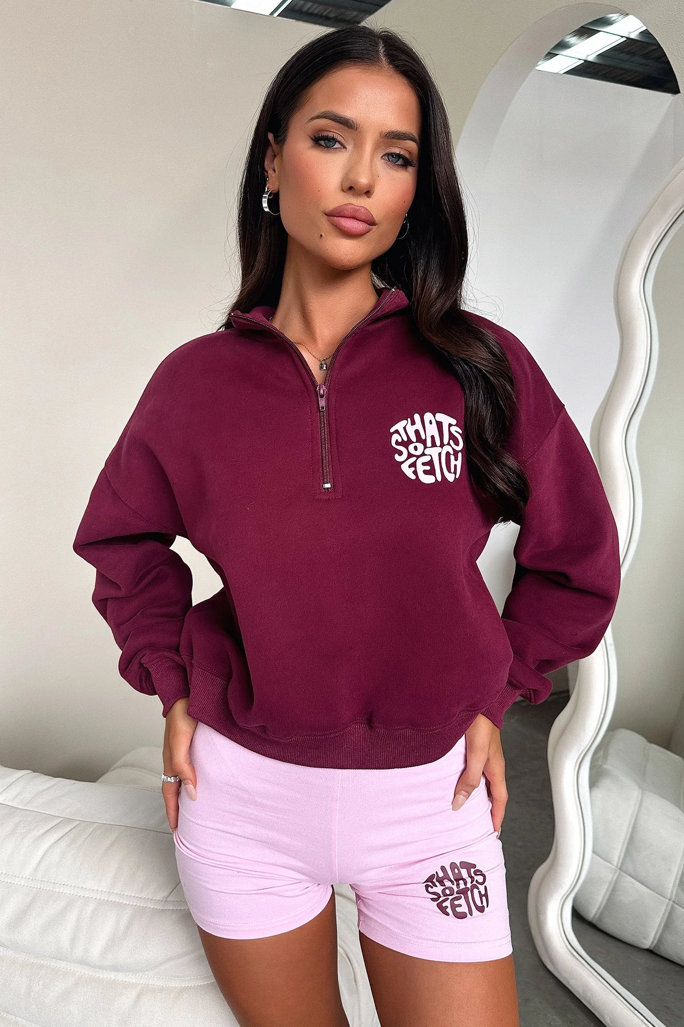 Beckham Half Zip Sweater - Burgundy - XNAUWBI