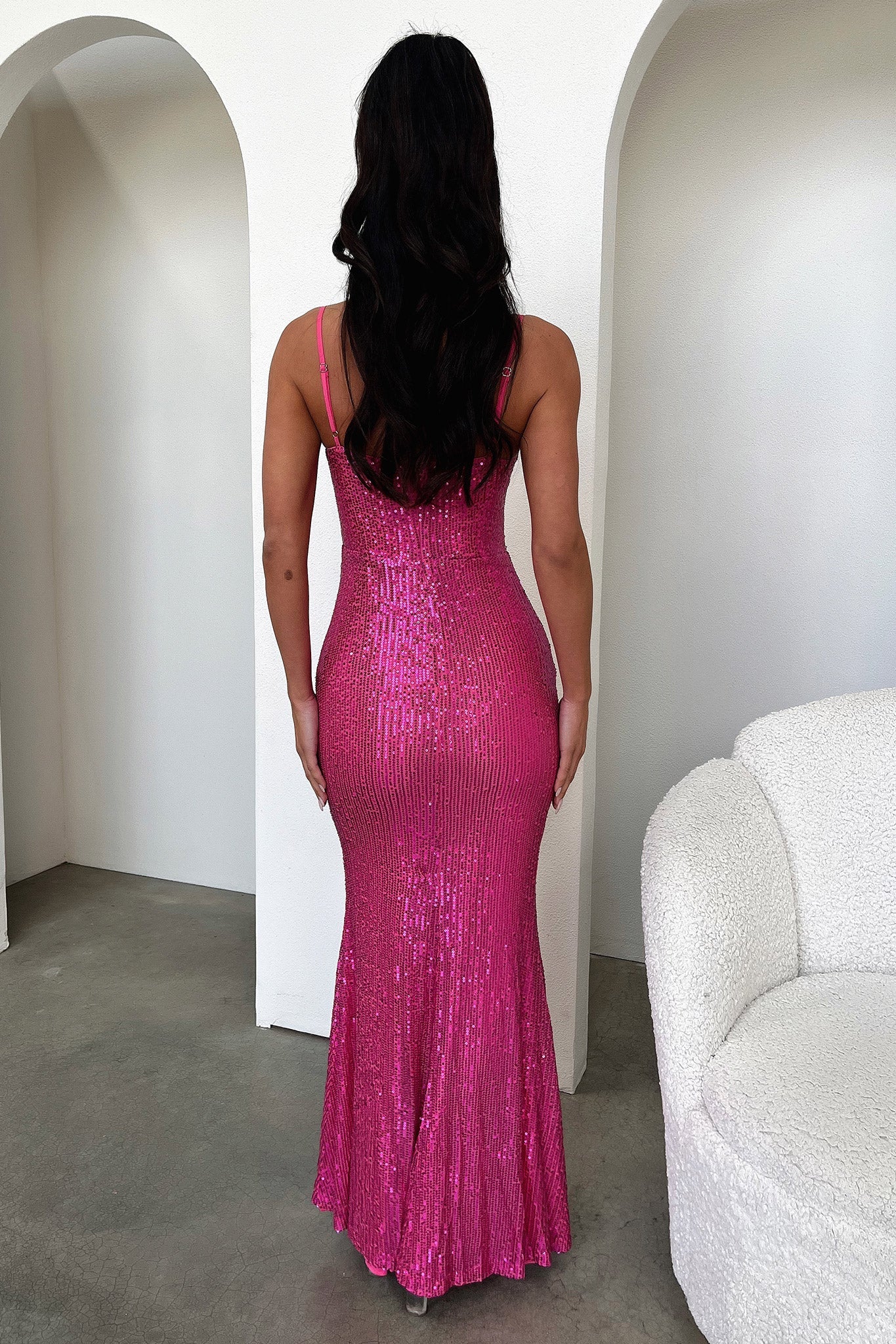 Bonnie Sequin Maxi Dress - Hot Pink - XNAUWBI