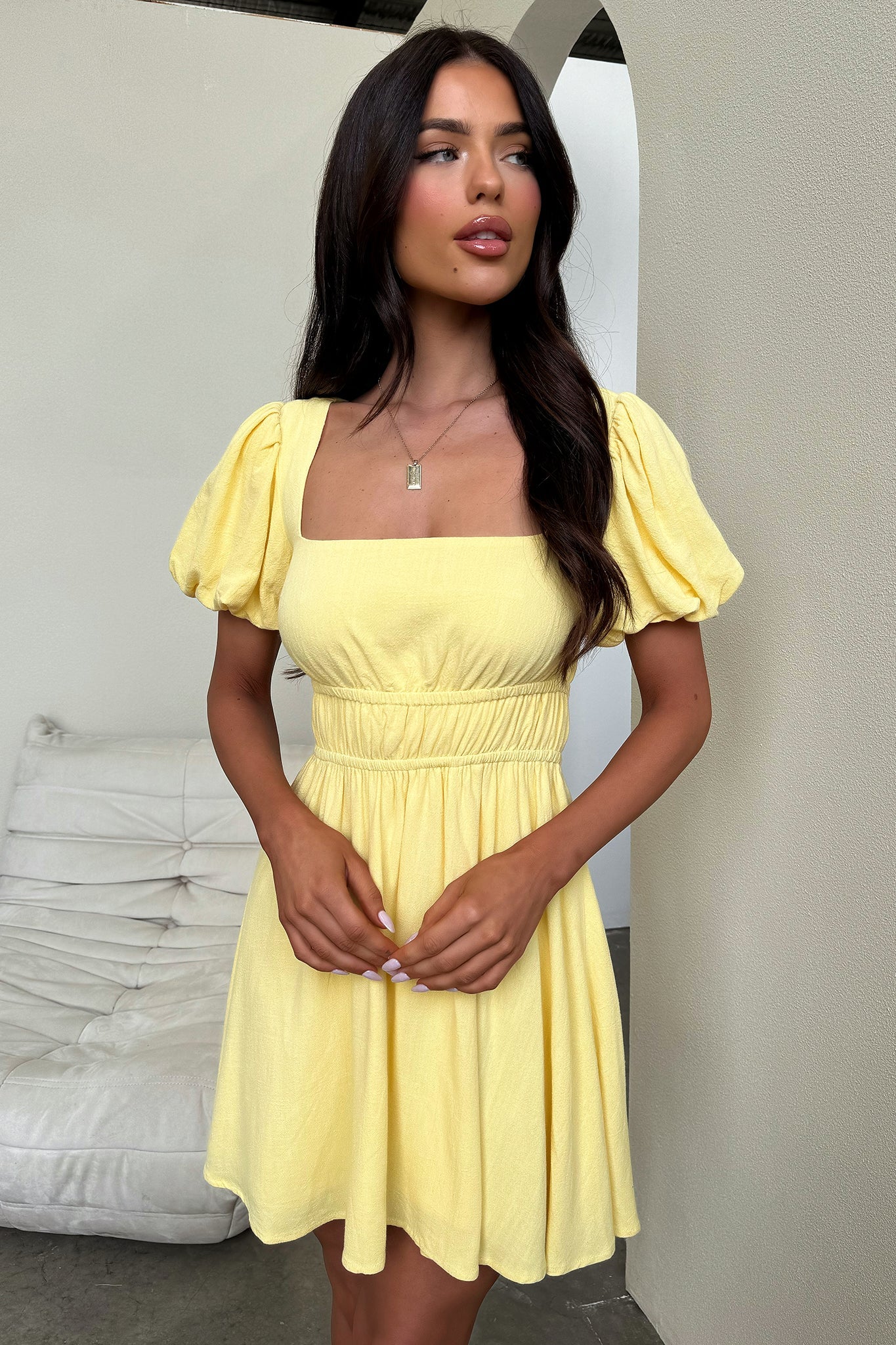 Whitney Dress - Baby Yellow - XNAUWBI