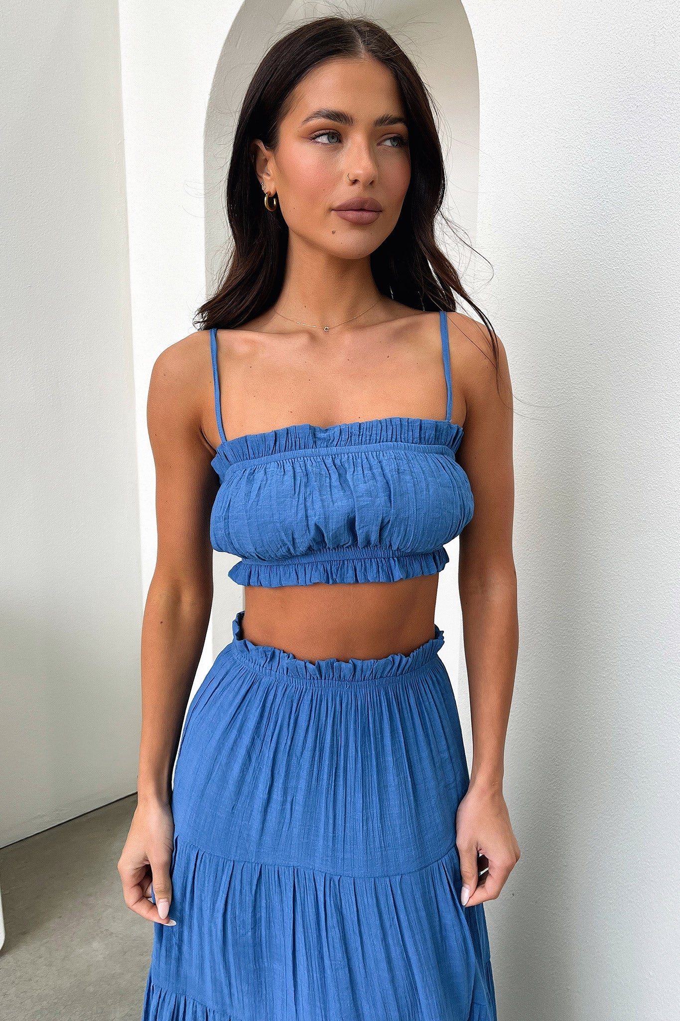 Selina Tiered Maxi Skirt - Royal Blue - XNAUWBI