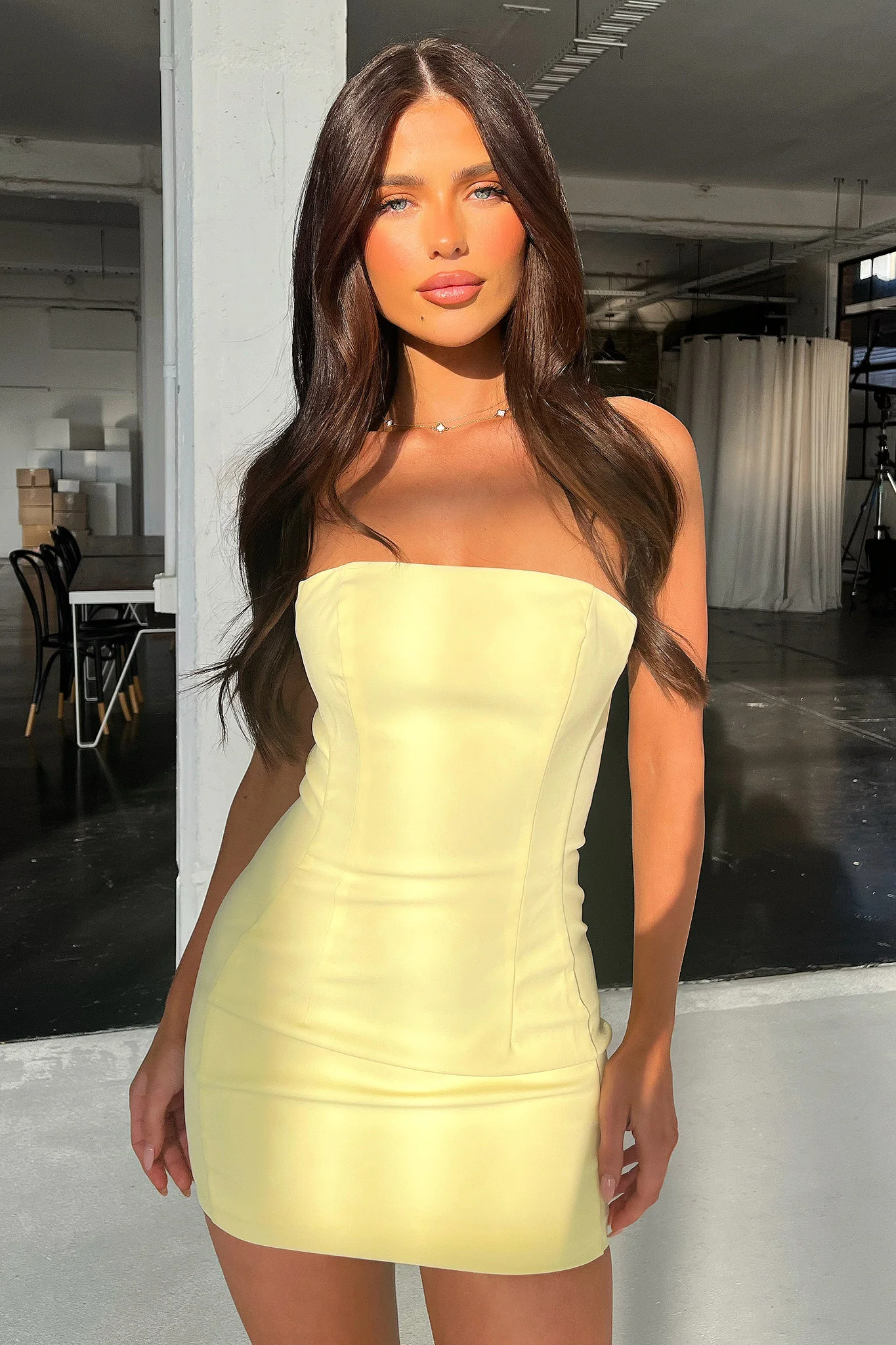 Marlo Strapless Mini Dress - Yellow - XNAUWBI