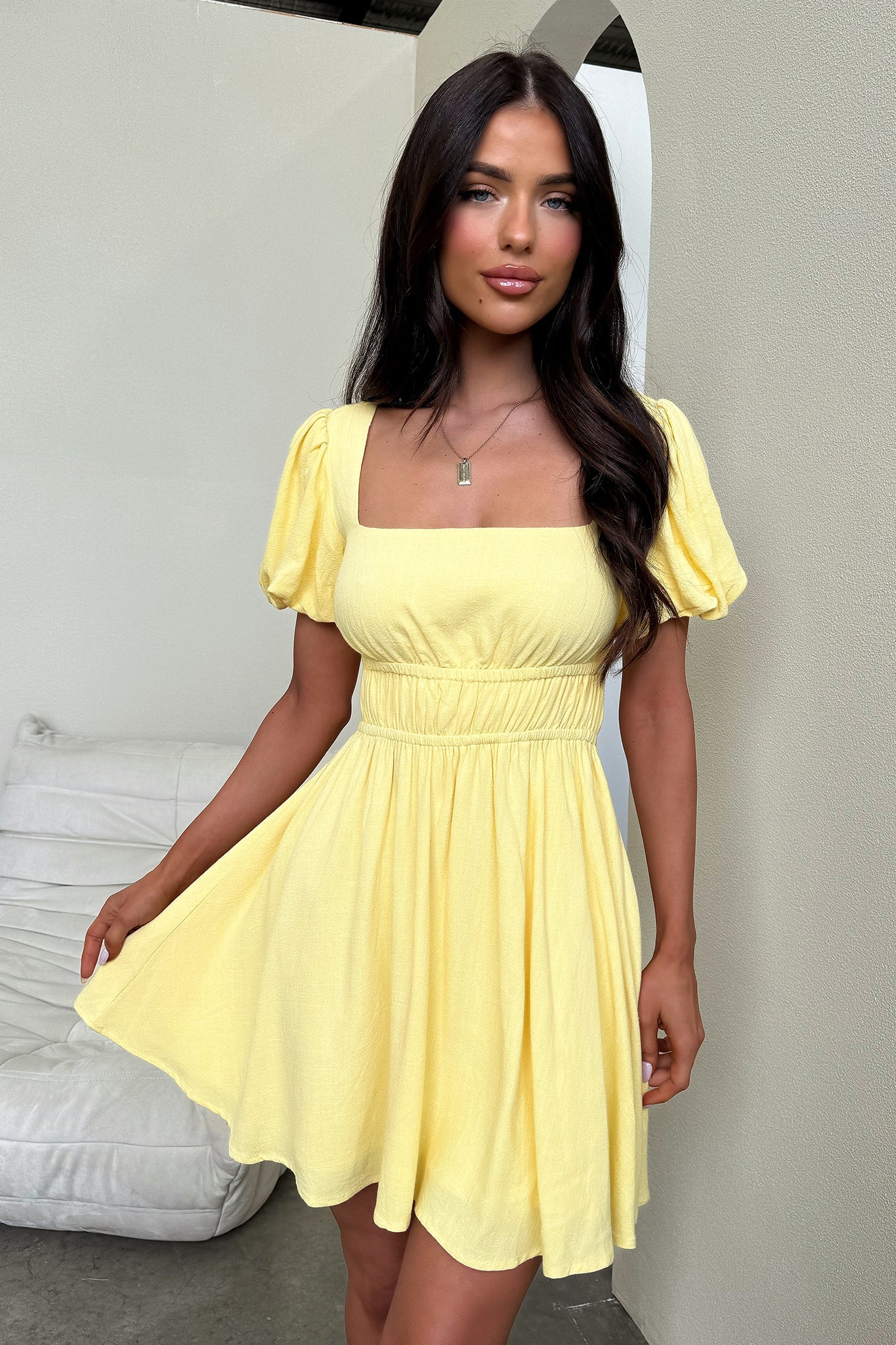 Whitney Dress - Baby Yellow - XNAUWBI
