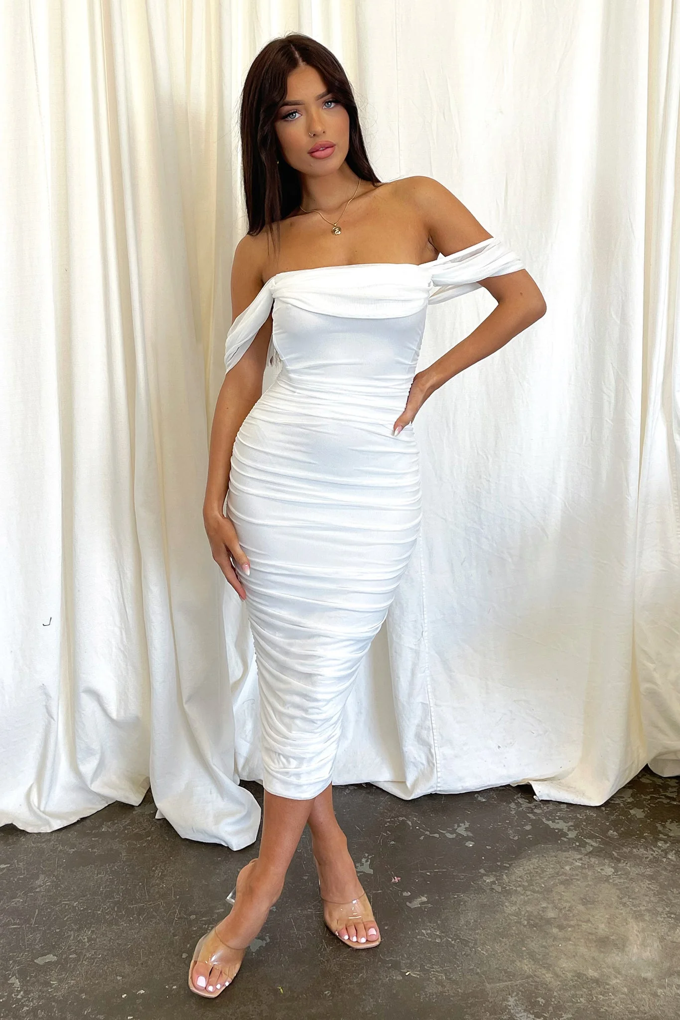 Lucinda Midi Dress - White - XNAUWBI