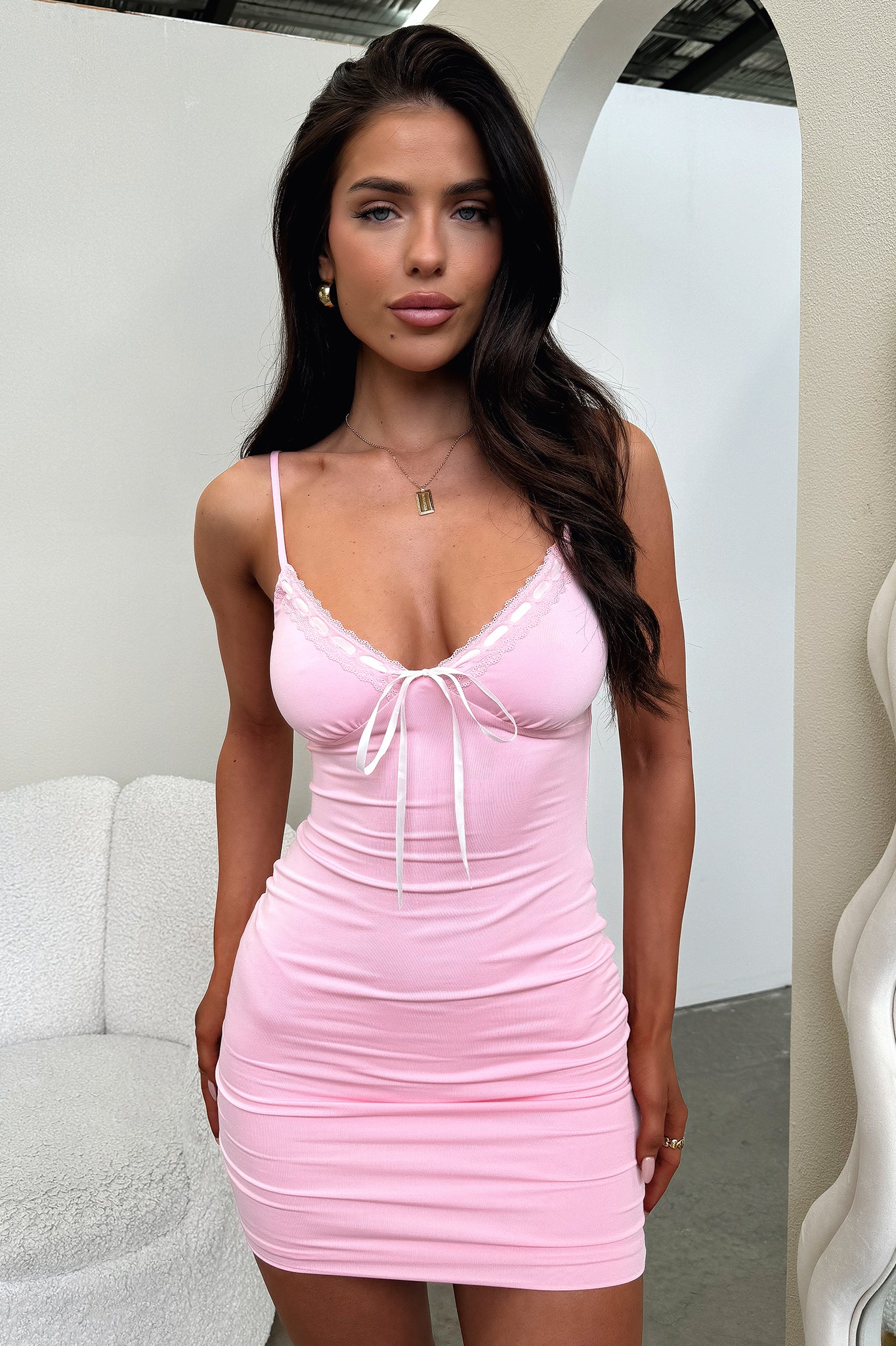 Jaylah Mini Dress - Baby Pink - XNAUWBI