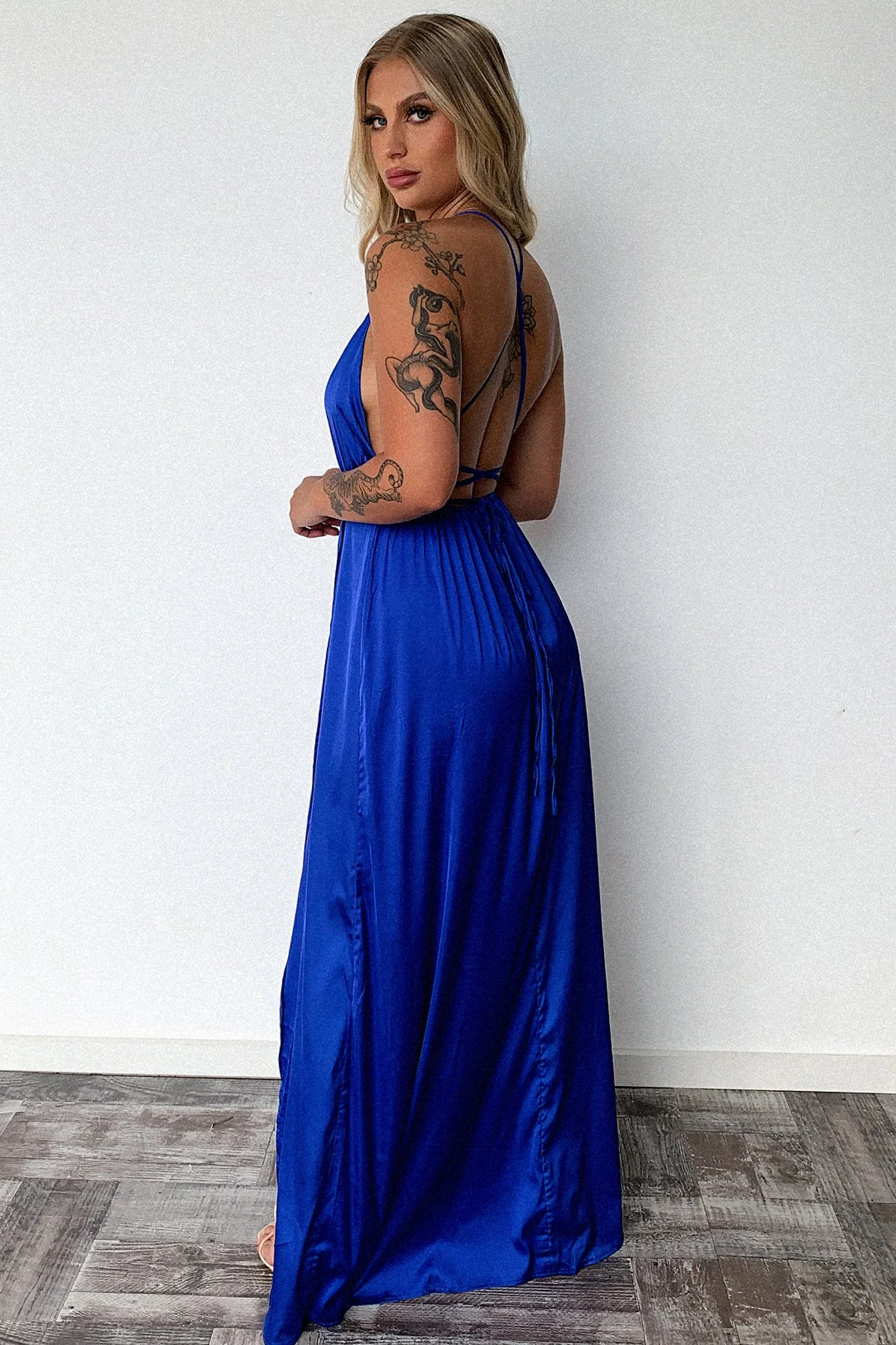 Scarlett Halter Maxi Dress - Royal Blue - XNAUWBI