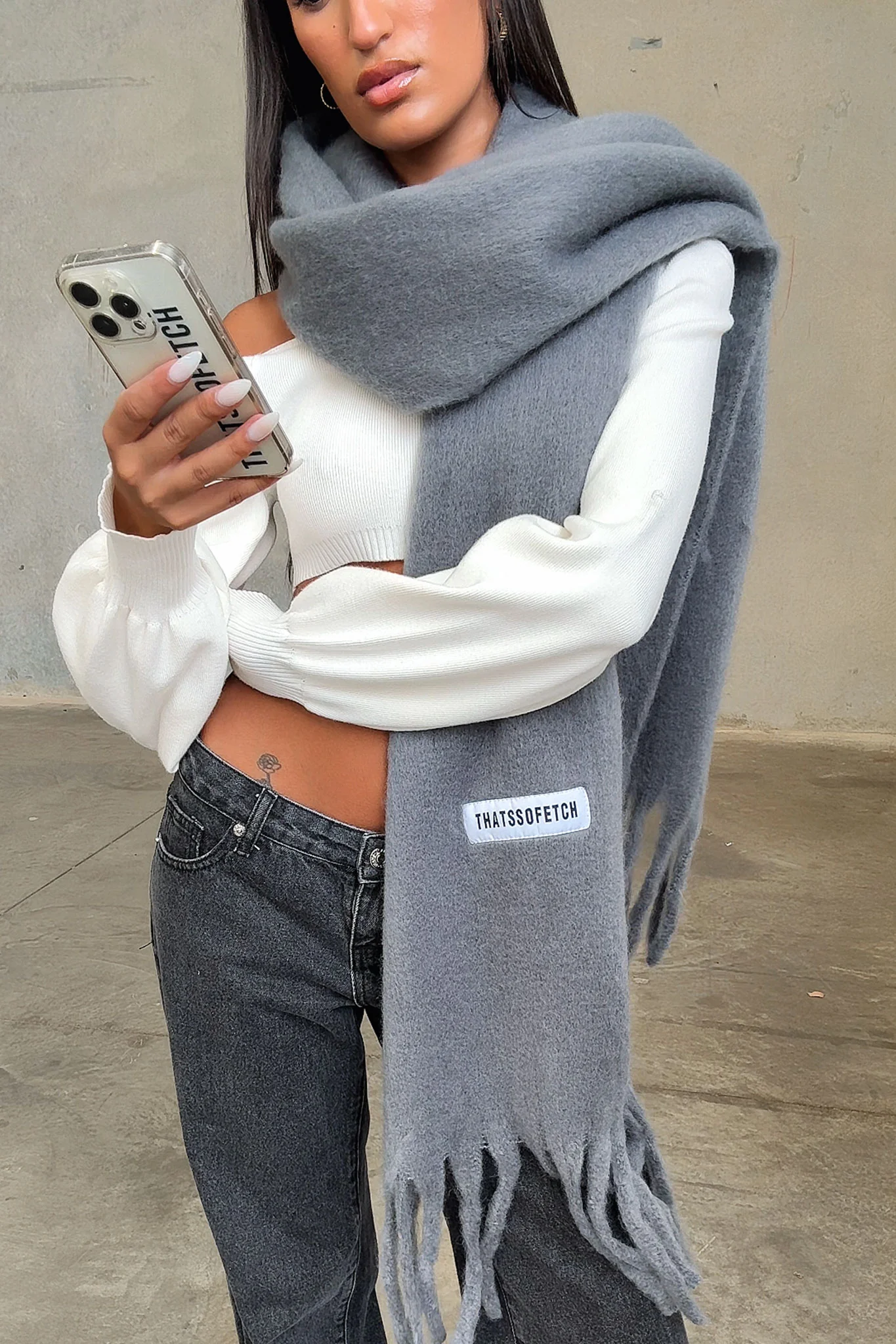 Cinzia Scarf - Grey - XNAUWBI